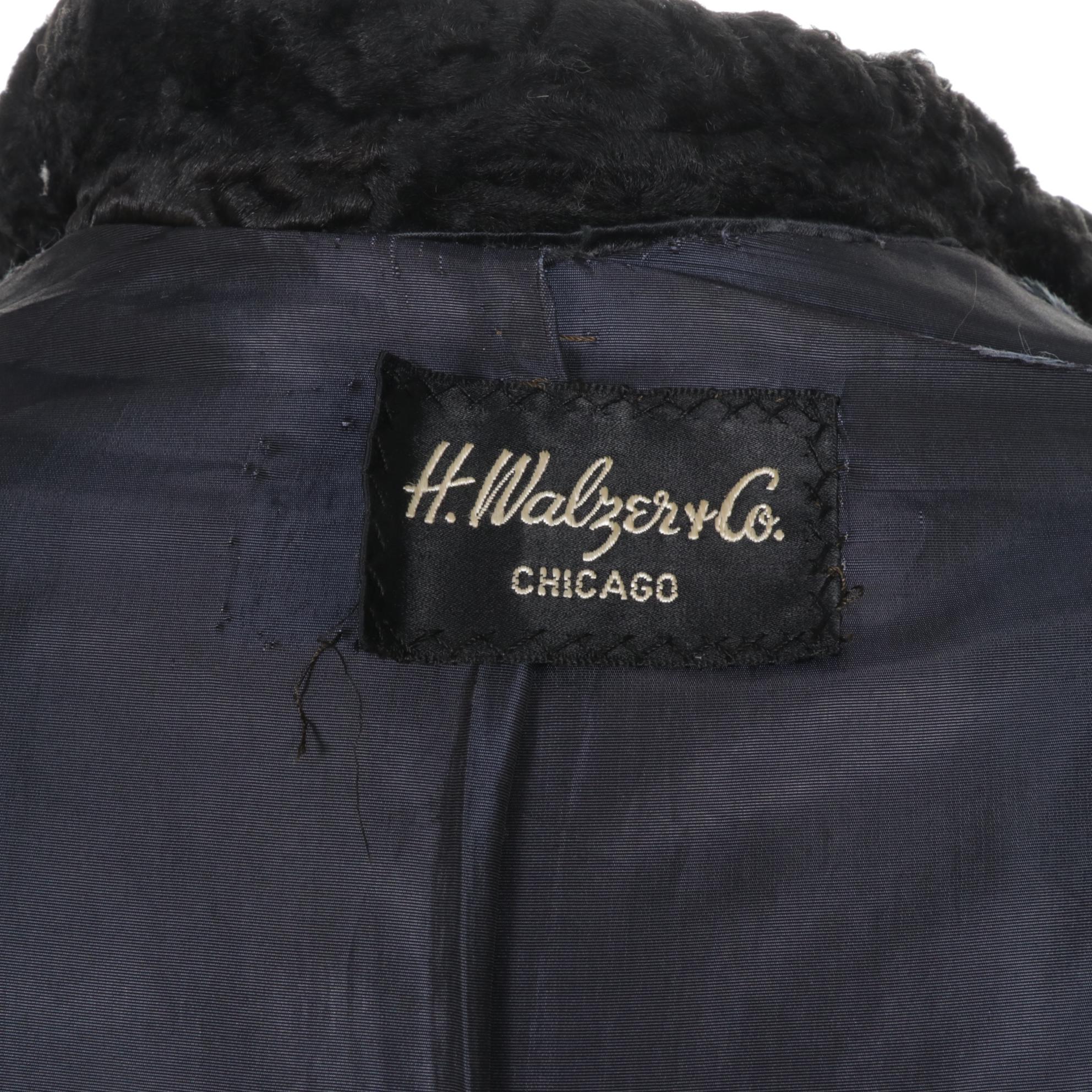 Persian Lamb Fur Swing Coat with Mink Fur Cuff Sleeves by H. Walzer & Co.