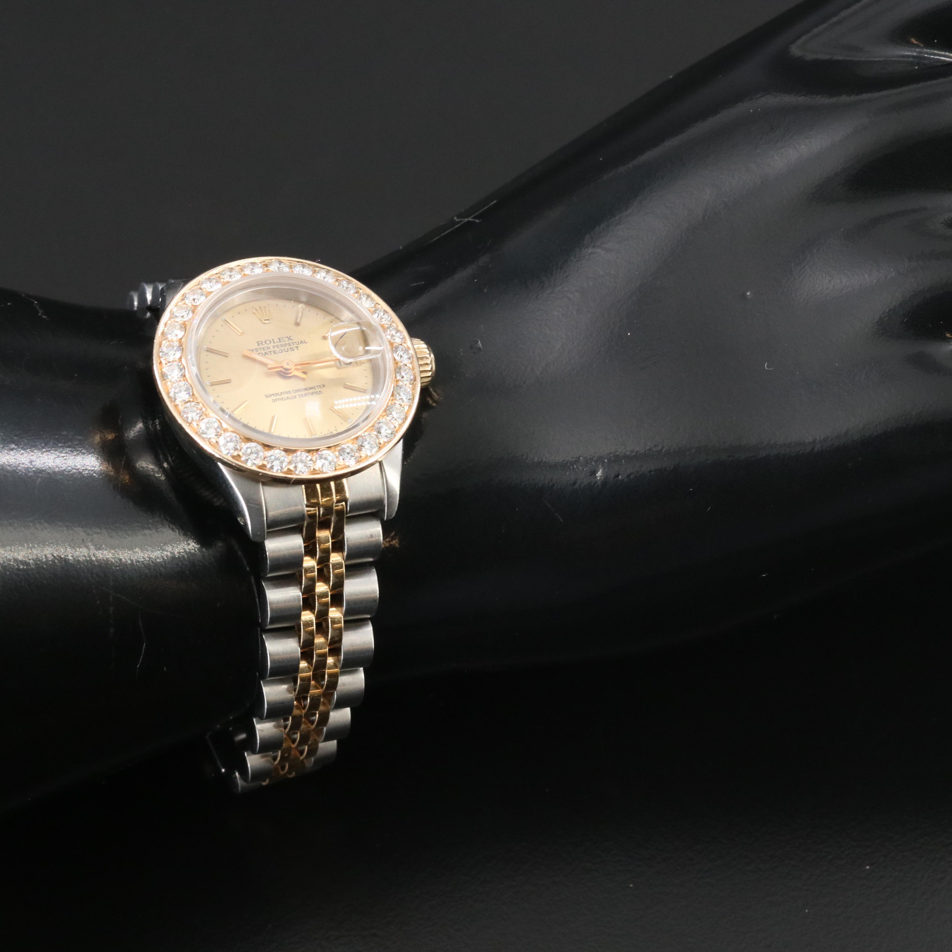 Rolex Datejust 69173 1.42 CTW Diamond 26mm Gold & Steel Automatic Watch c. 1987