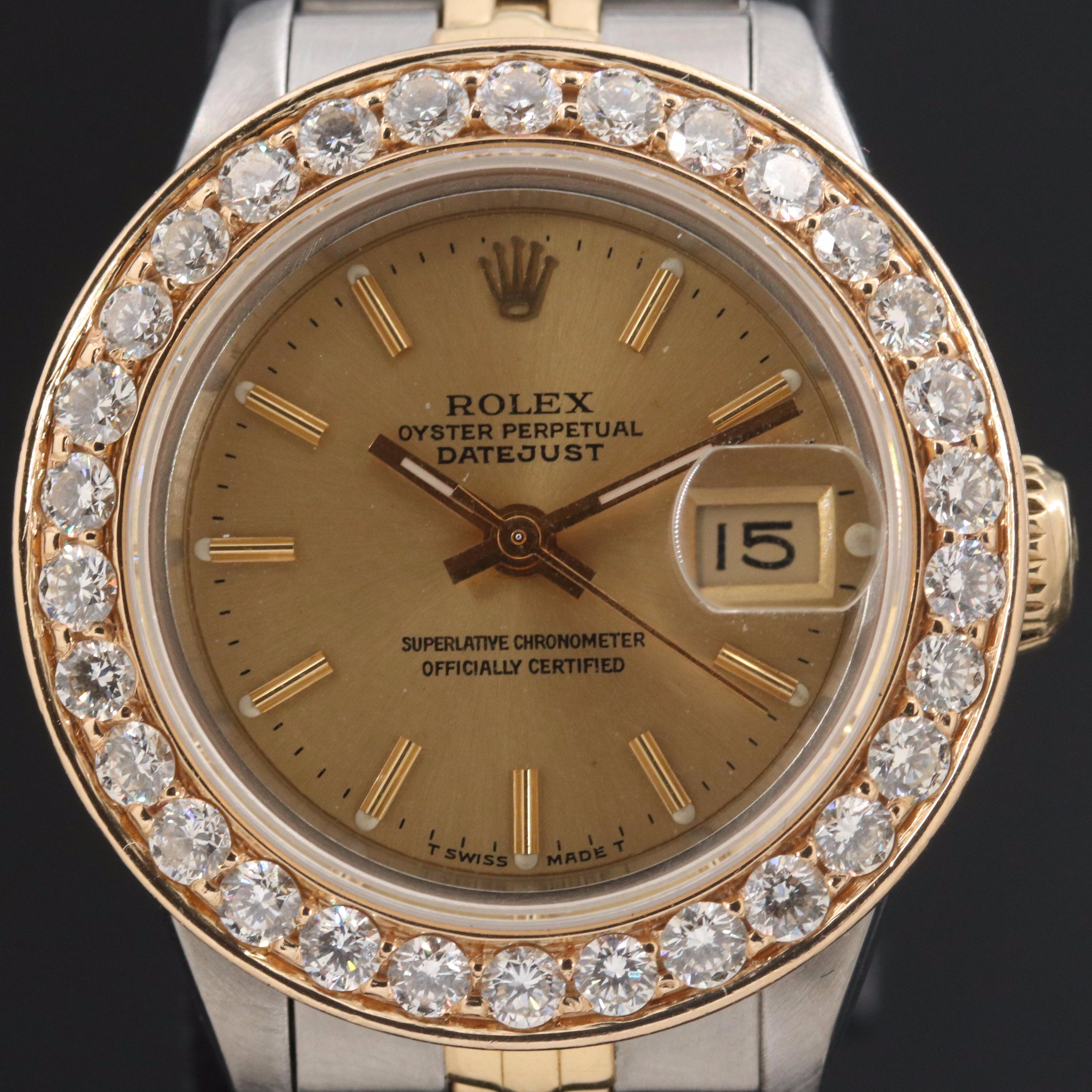 Rolex Datejust 69173 1.42 CTW Diamond 26mm Gold & Steel Automatic Watch c. 1987