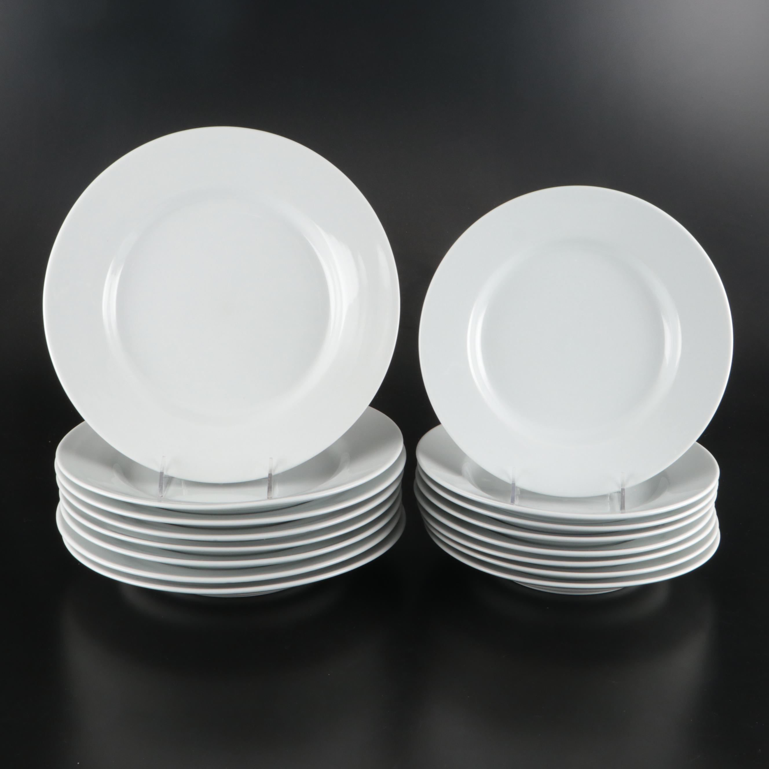 Pottery Barn "Great White" Ceramic Dinnerware with Crate & Barrel Serving Bowl