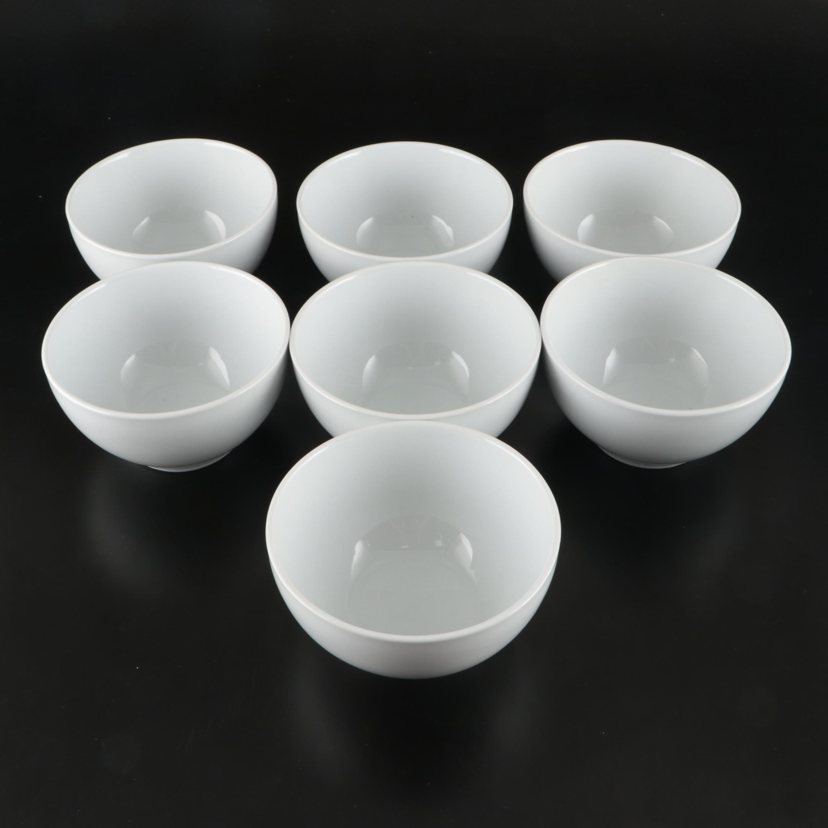 Pottery Barn "Great White" Ceramic Dinnerware with Crate & Barrel Serving Bowl