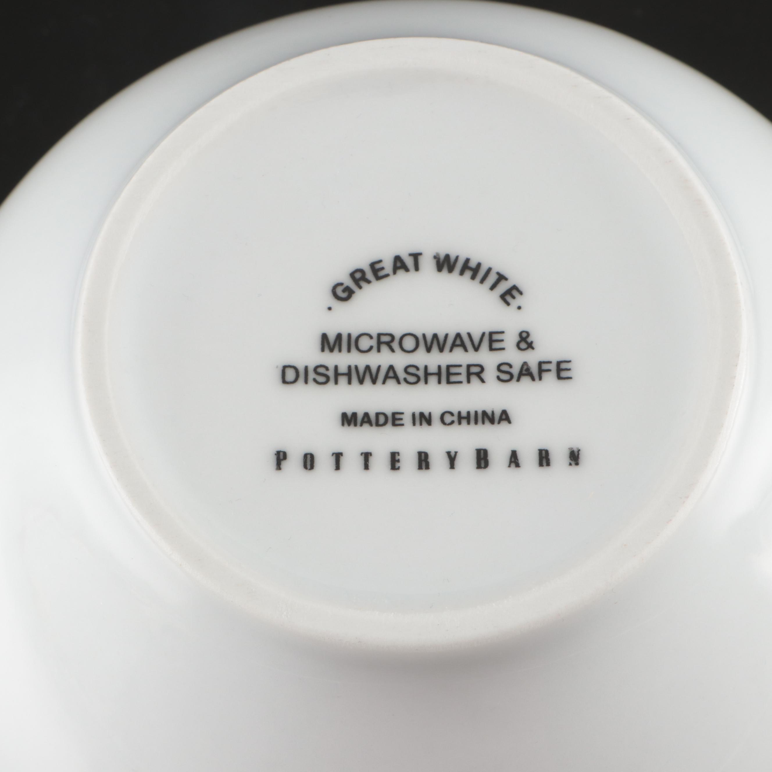 Pottery Barn "Great White" Ceramic Dinnerware with Crate & Barrel Serving Bowl