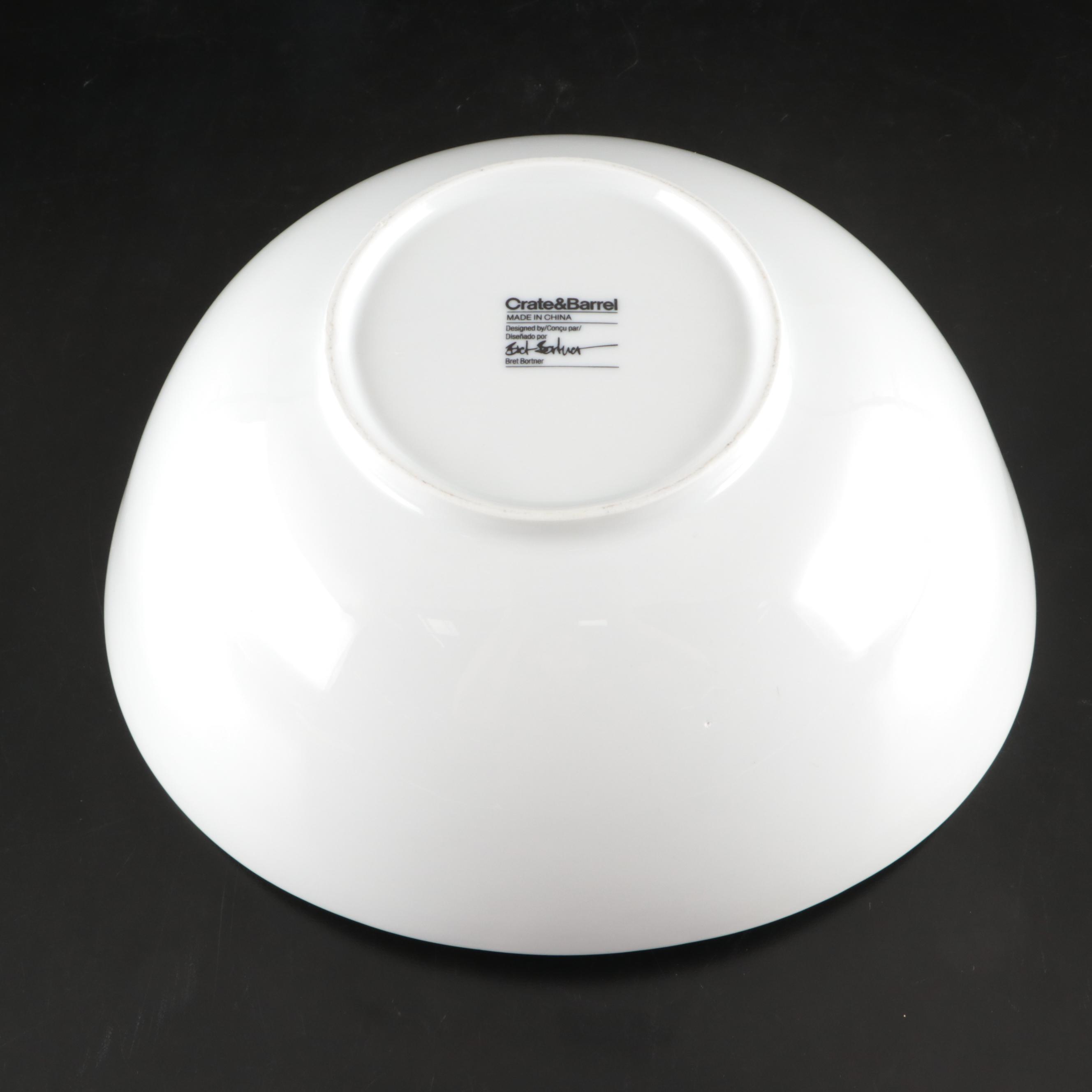 Pottery Barn "Great White" Ceramic Dinnerware with Crate & Barrel Serving Bowl