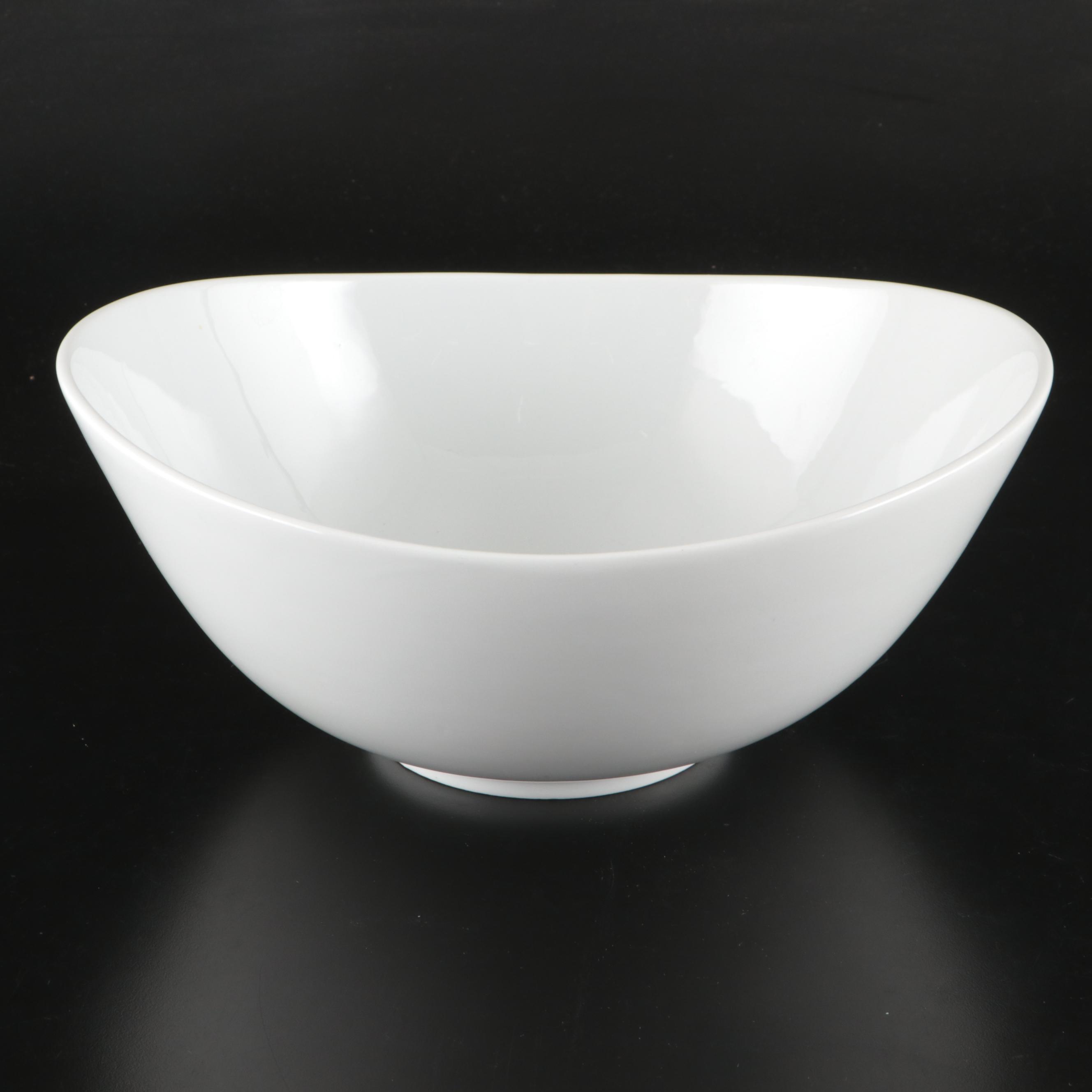 Pottery Barn "Great White" Ceramic Dinnerware with Crate & Barrel Serving Bowl