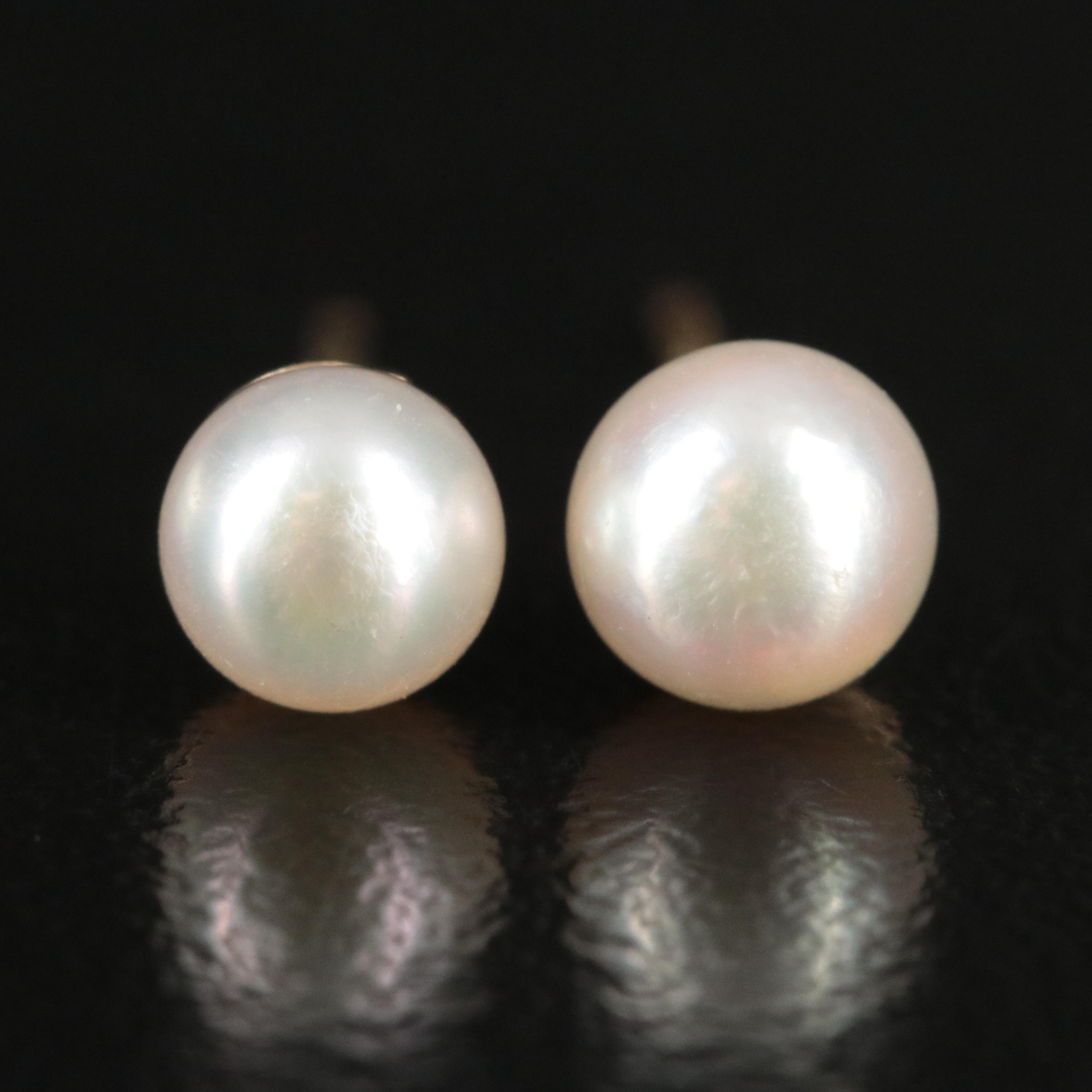 14K Pearl Stud Earrings