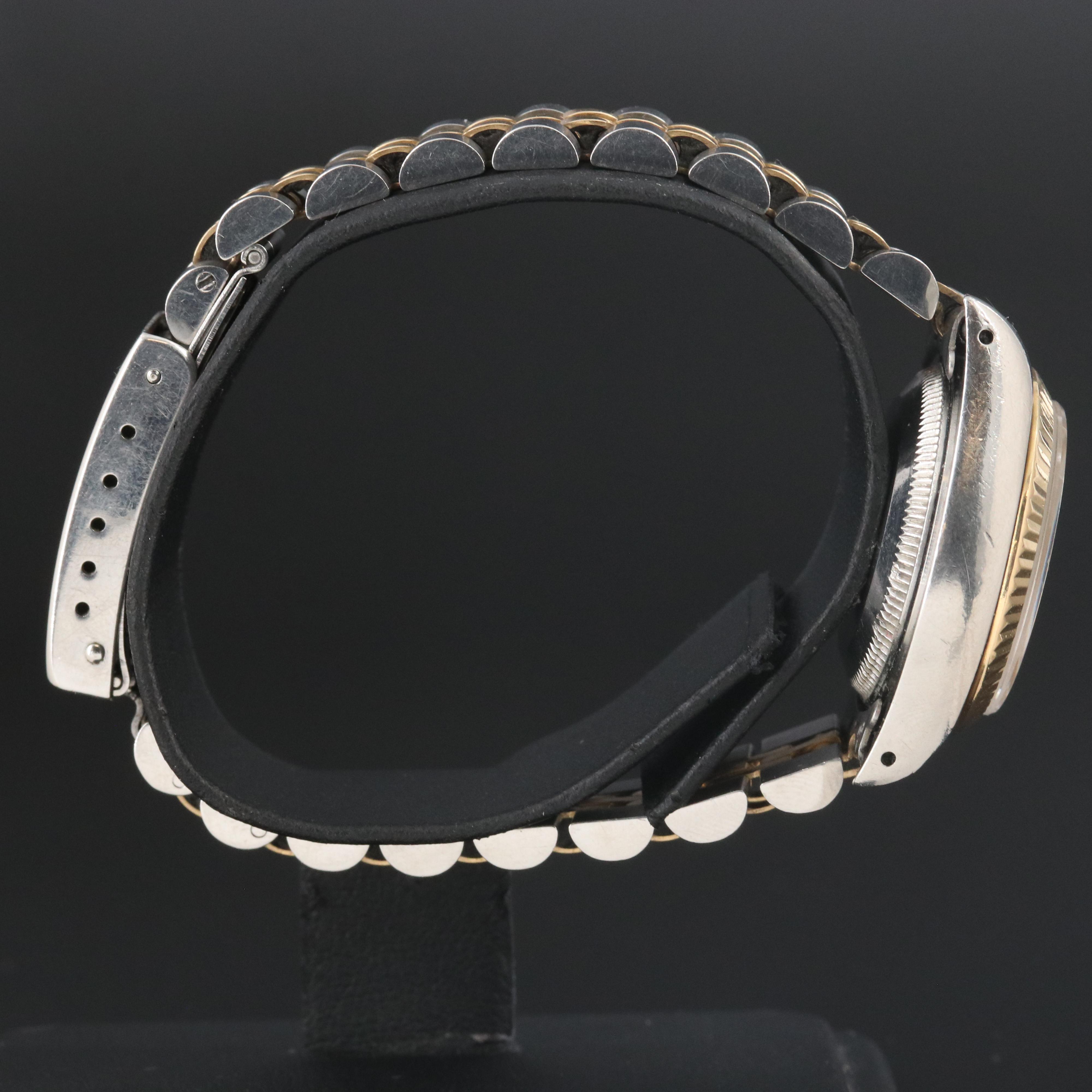 Rolex Datejust 69173 Champagne Tapestry Dial 18K & Steel Automatic Watch c. 1990