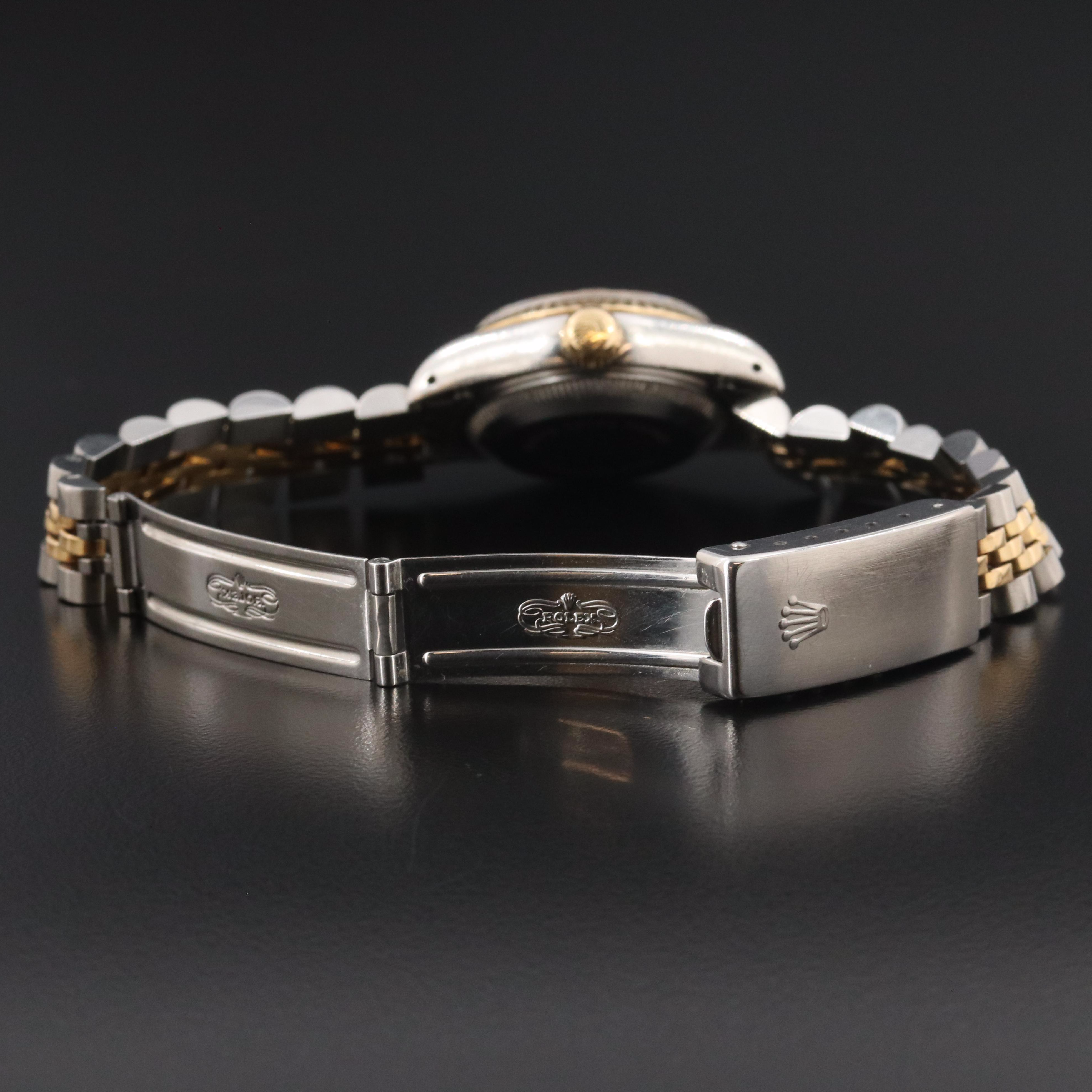 Rolex Datejust 69173 Champagne Tapestry Dial 18K & Steel Automatic Watch c. 1990