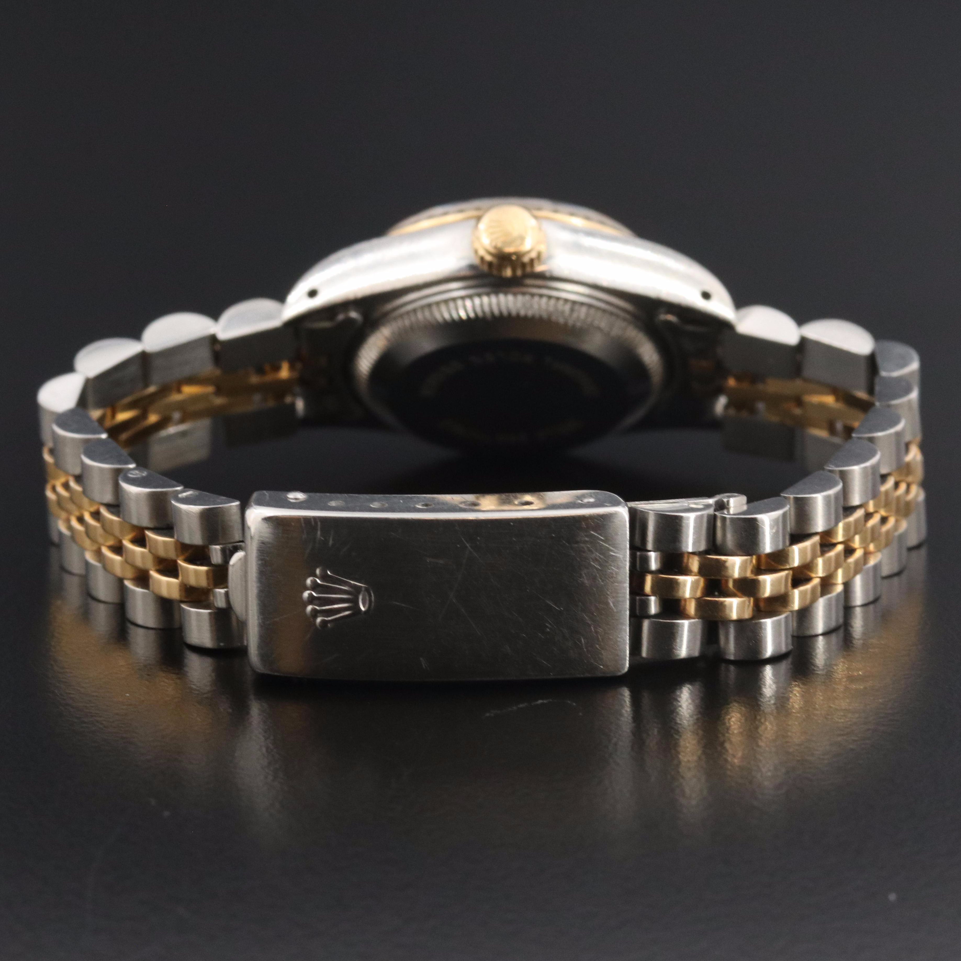 Rolex Datejust 69173 Champagne Tapestry Dial 18K & Steel Automatic Watch c. 1990