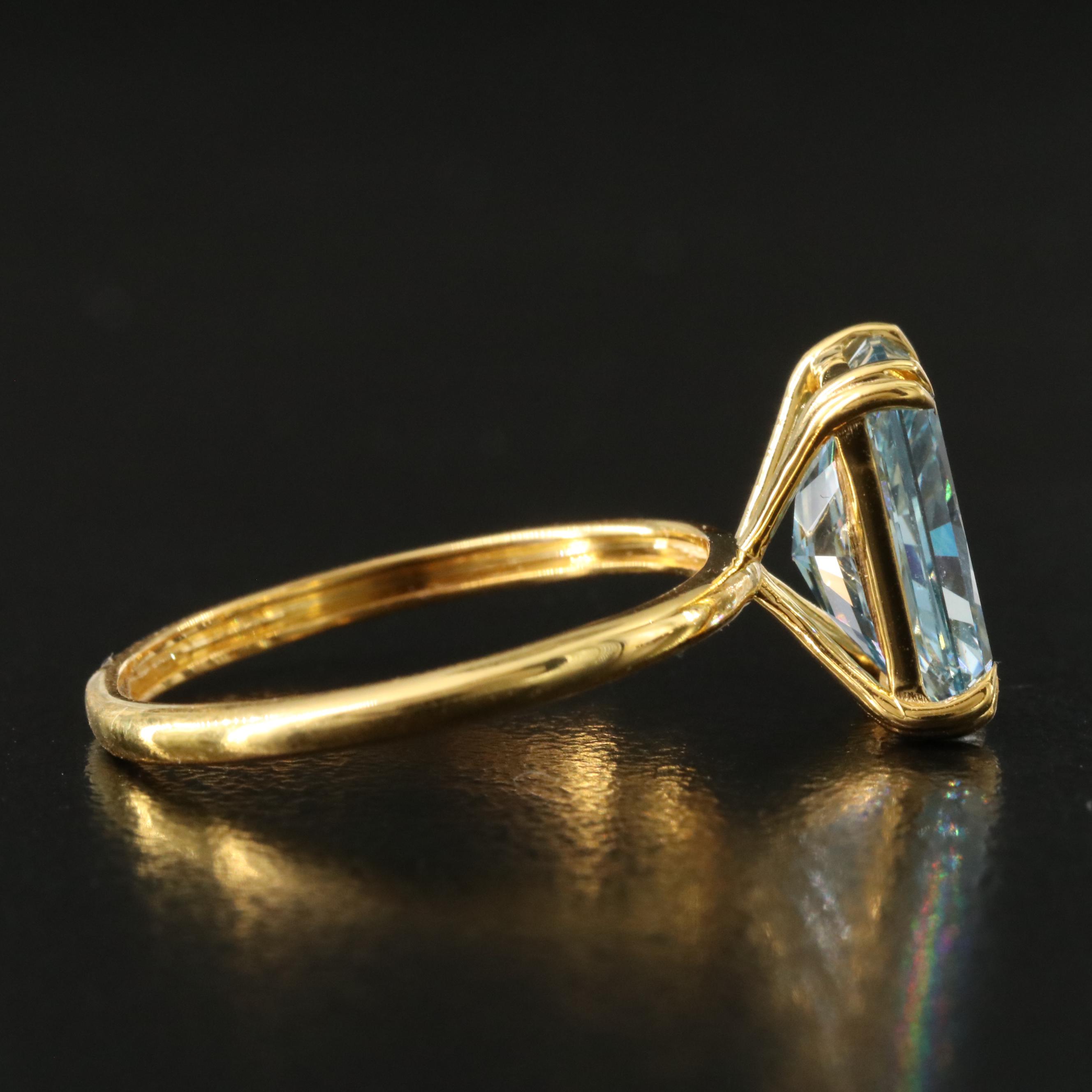 18K 3.09 CT Lab Grown Fancy Blue Diamond Solitaire Ring with IGI Report