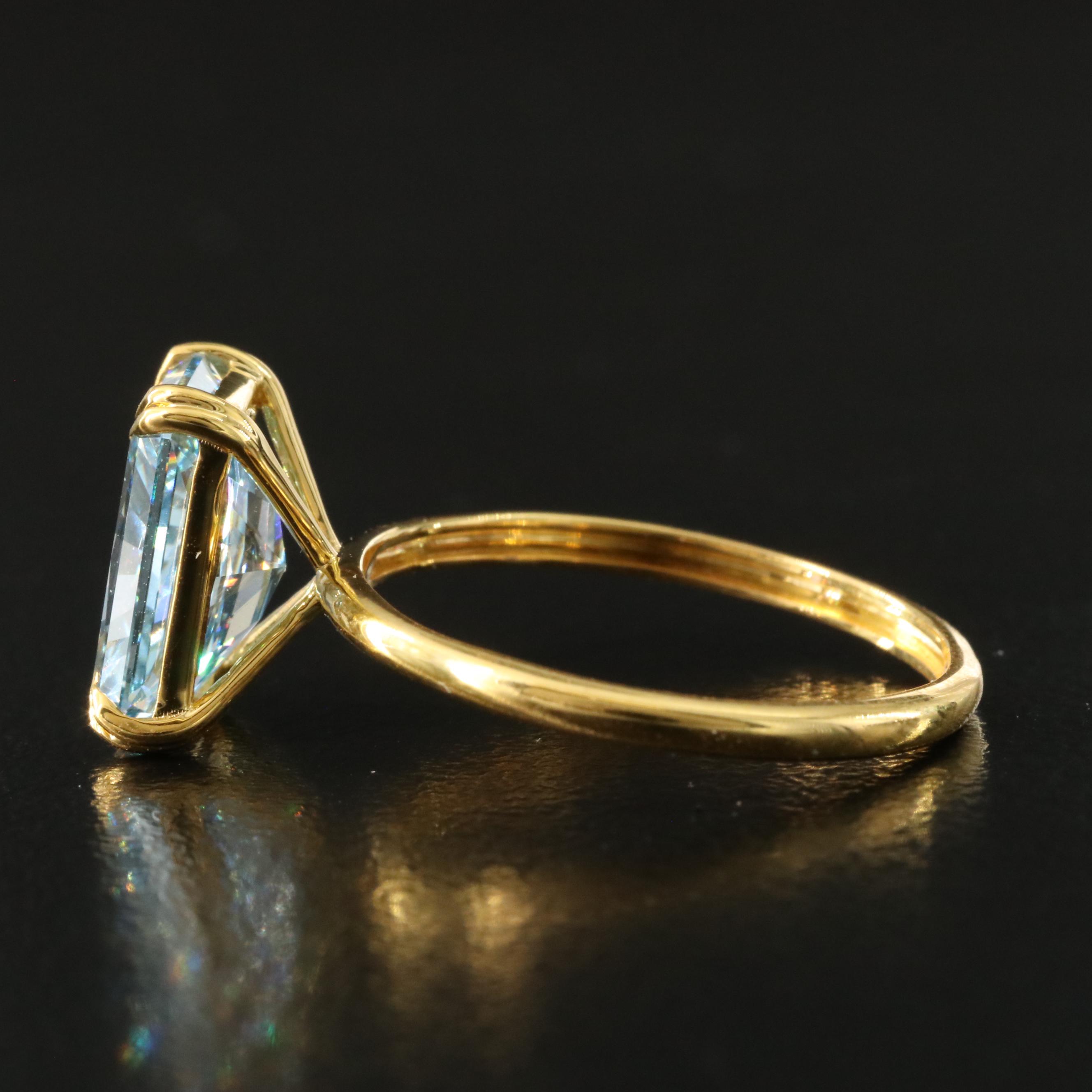 18K 3.09 CT Lab Grown Fancy Blue Diamond Solitaire Ring with IGI Report