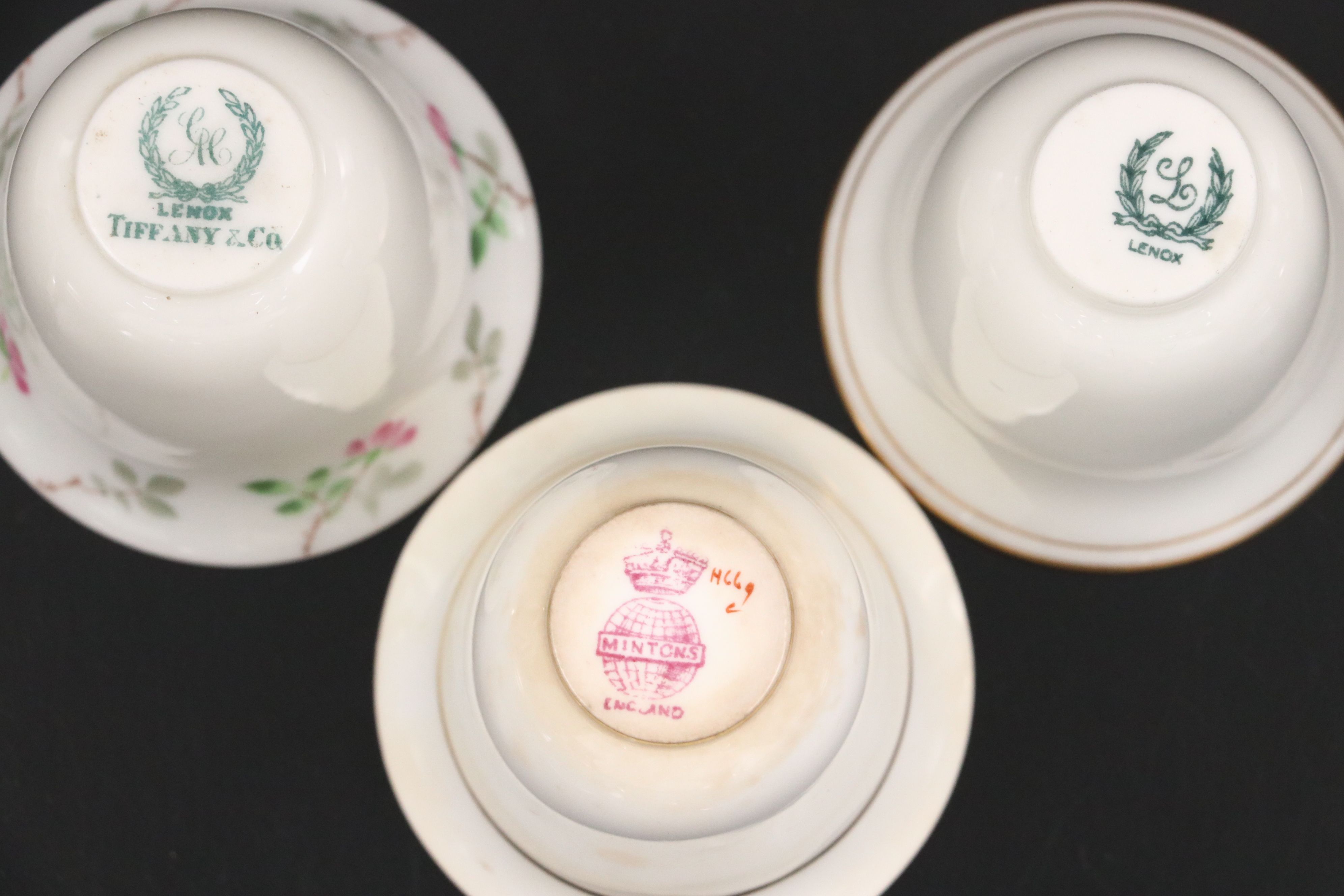 Lenox Porcelain Demitasse Cups with Sterling Holders and Other Tableware