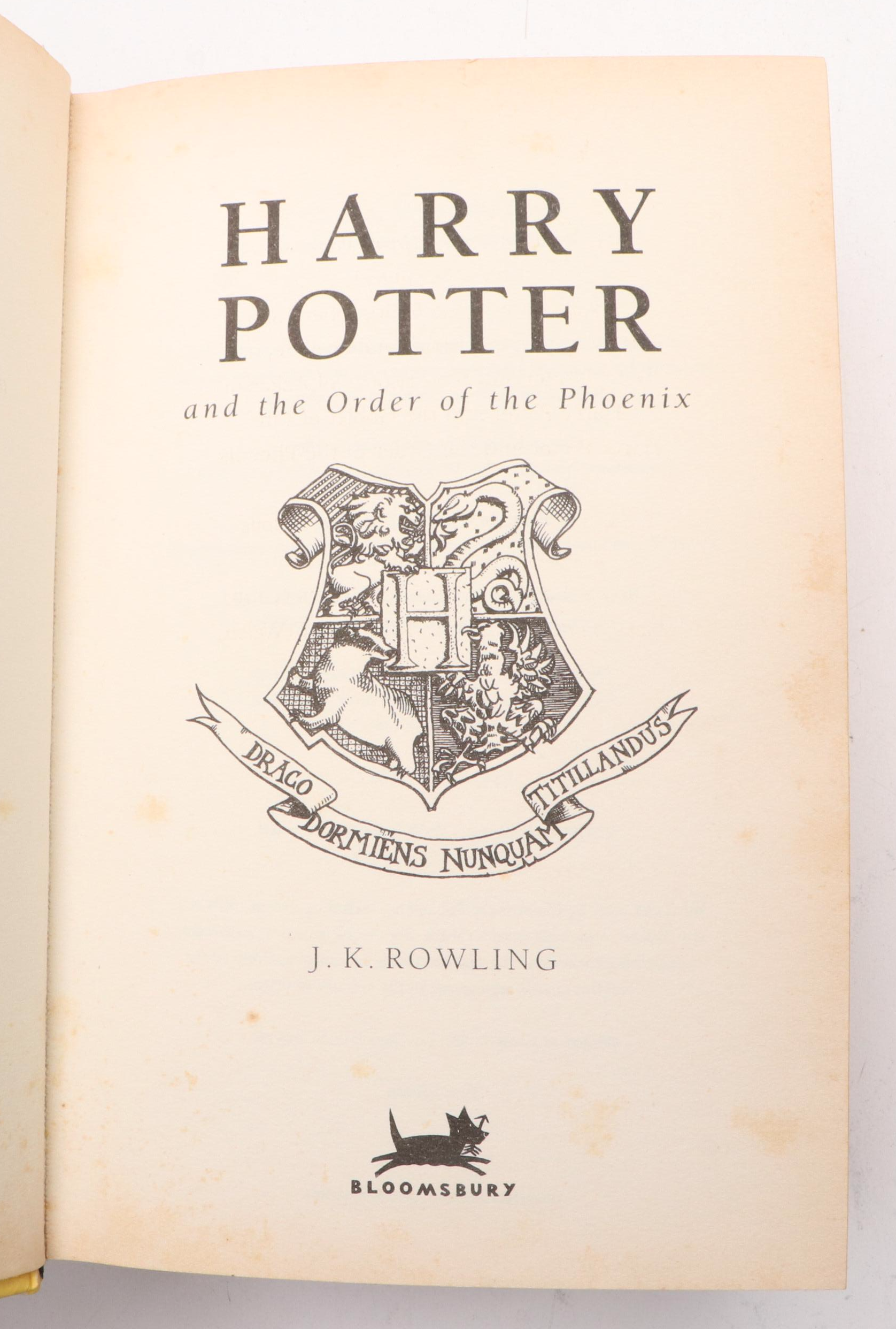 First UK Edition "Harry Potter and the Order of the Phoenix" by J. K. Rowling