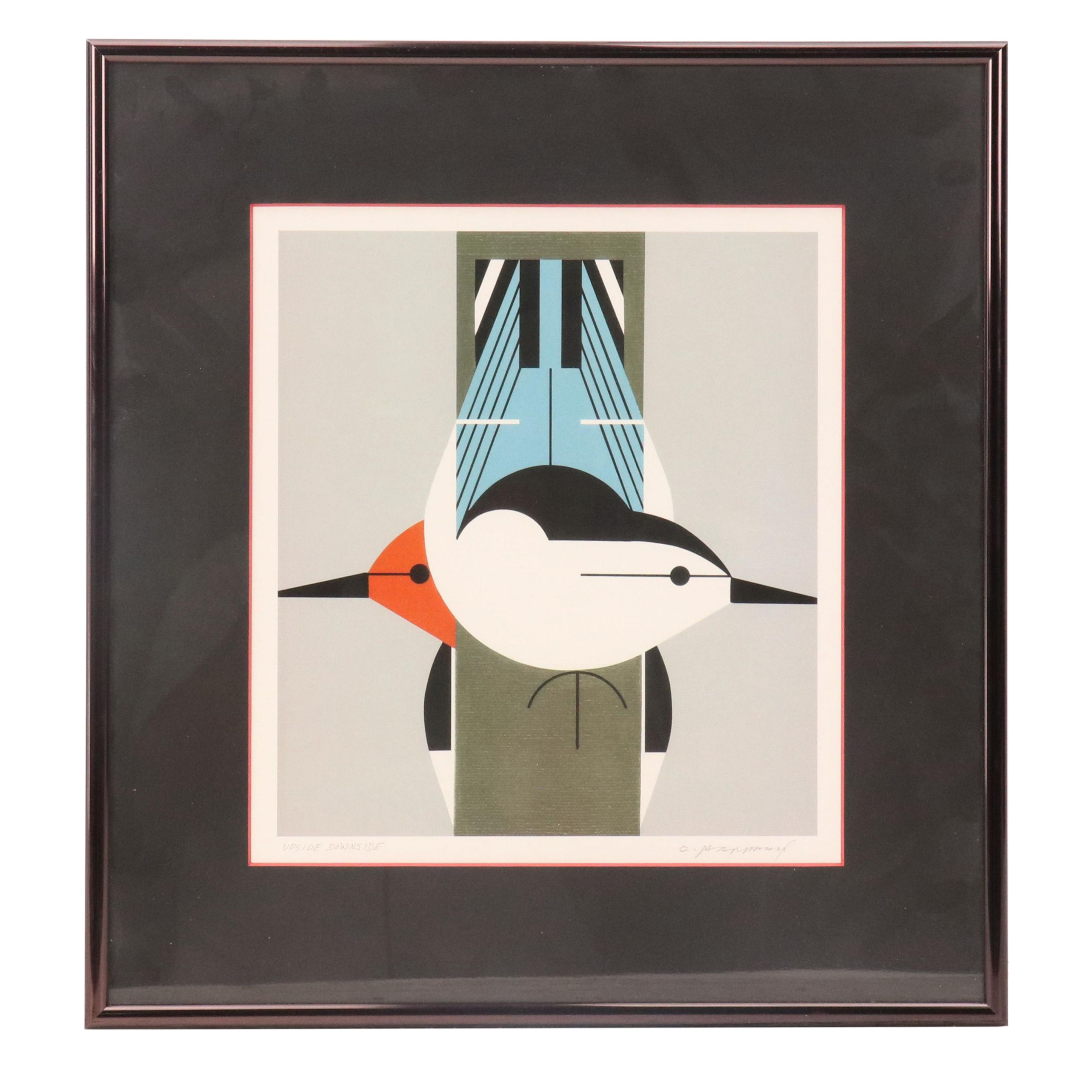 Charley Harper Offset Lithograph "Upside Downside"