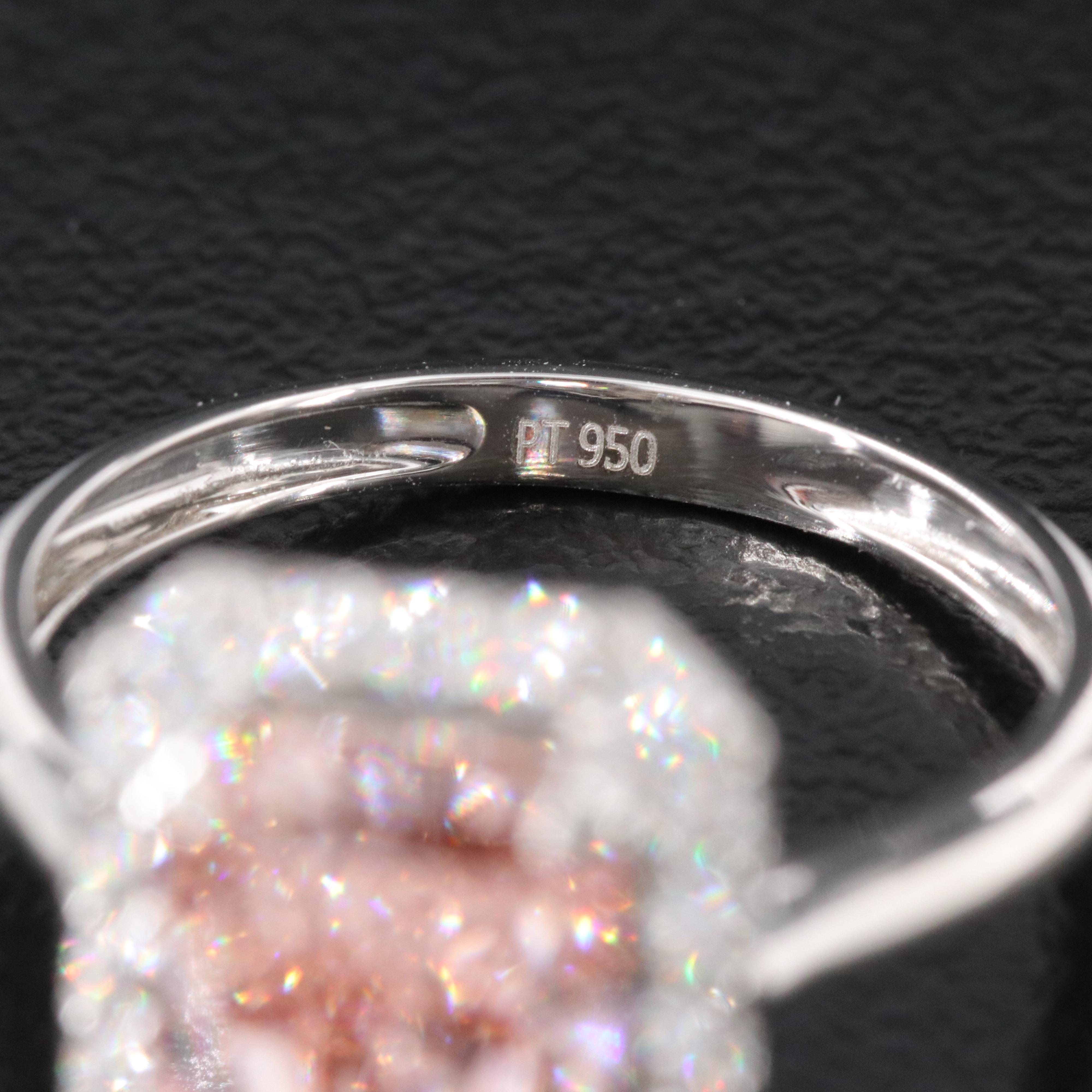 Platinum 3.45 CTW Lab Grown Diamond Ring with Fancy Pink Center and IGI Report