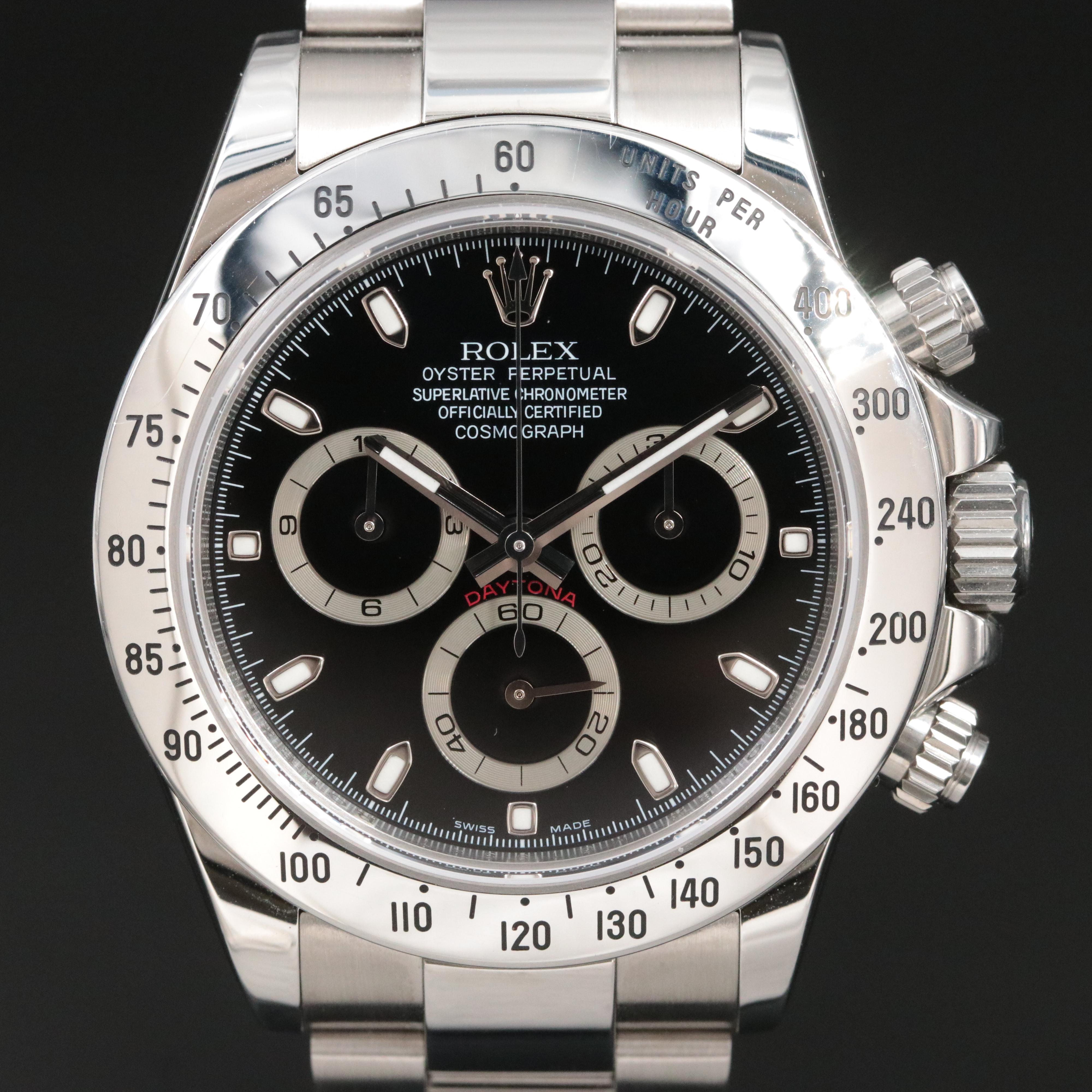 2007 Rolex Daytona Cosmograph 116520 Stainless Steel Black Index Watch
