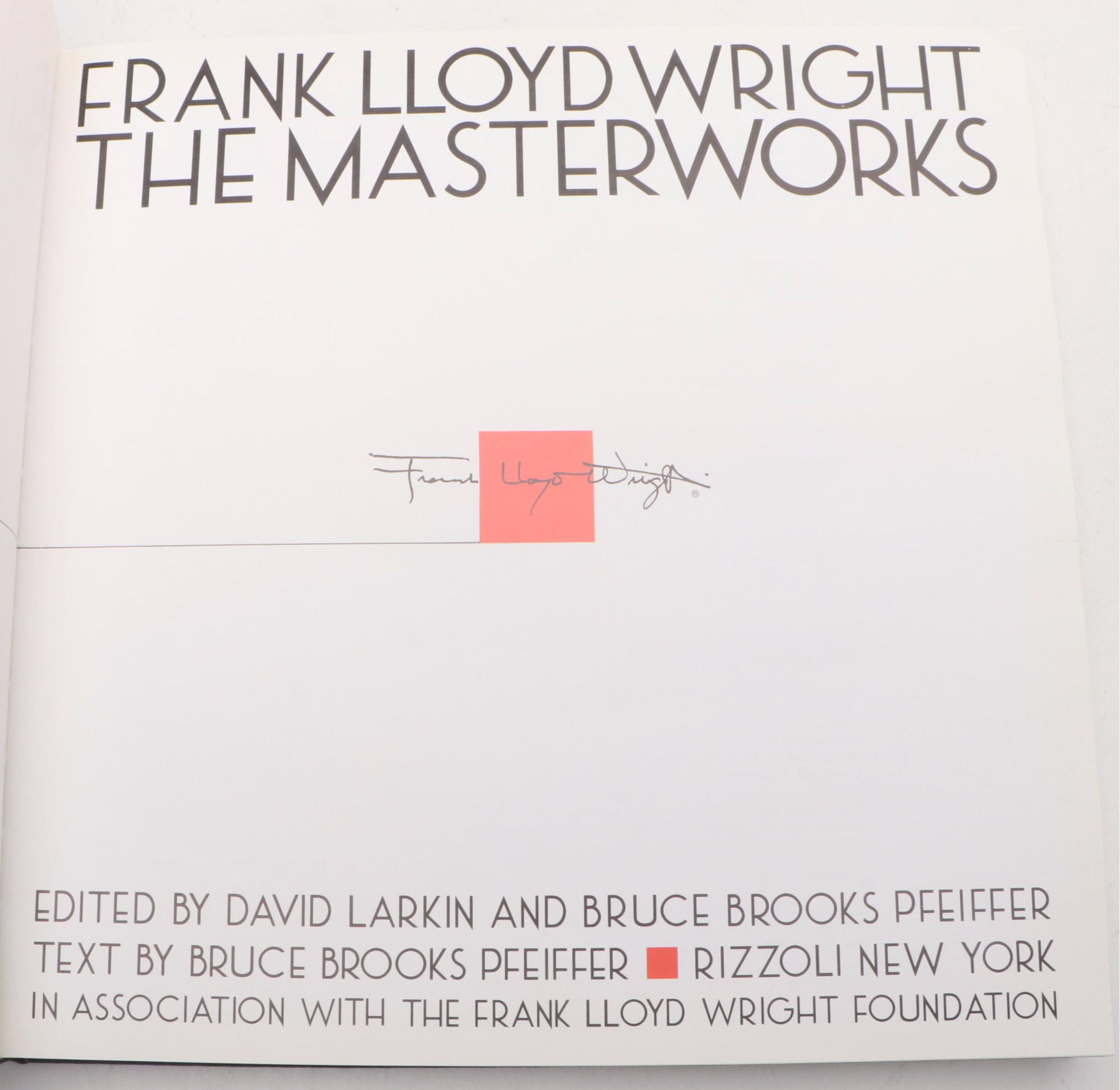 First Edition "Frank Lloyd Wright: The Masterworks" Edited by David Larkin, 1993