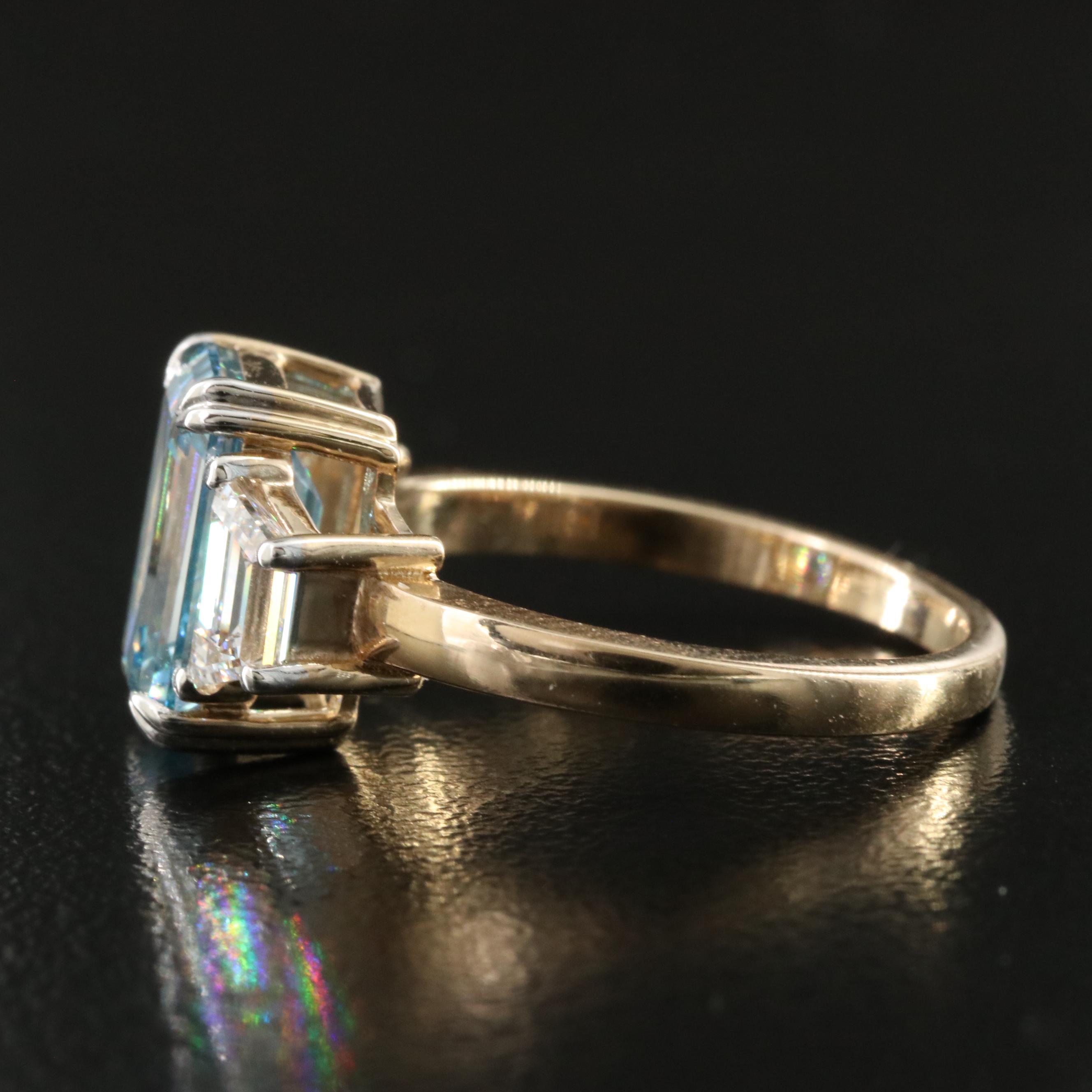 14K 3.71 CTW Lab Grown Diamond Ring with Fancy Blue Center and IGI Report