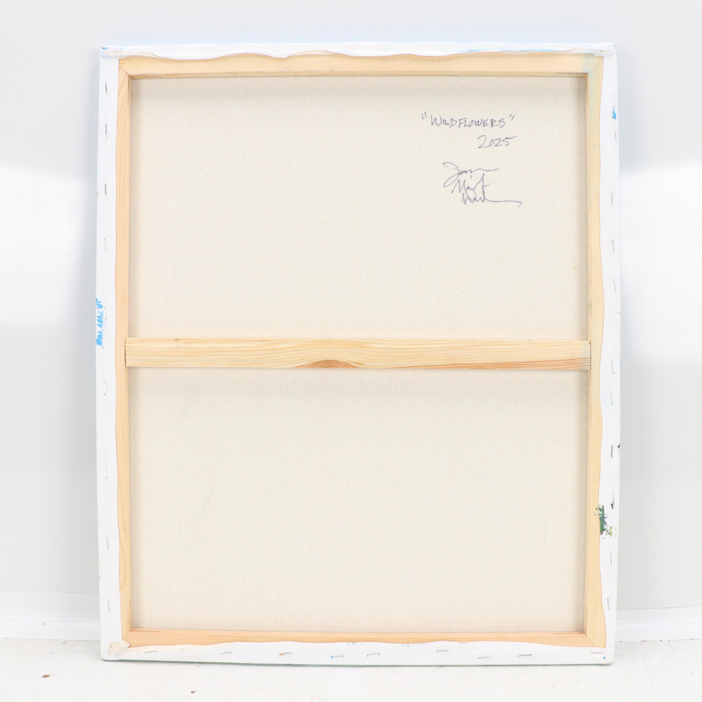 Jason Michael Durham Stylized Landscape Mixed Media Painting "Wildflowers," 2025