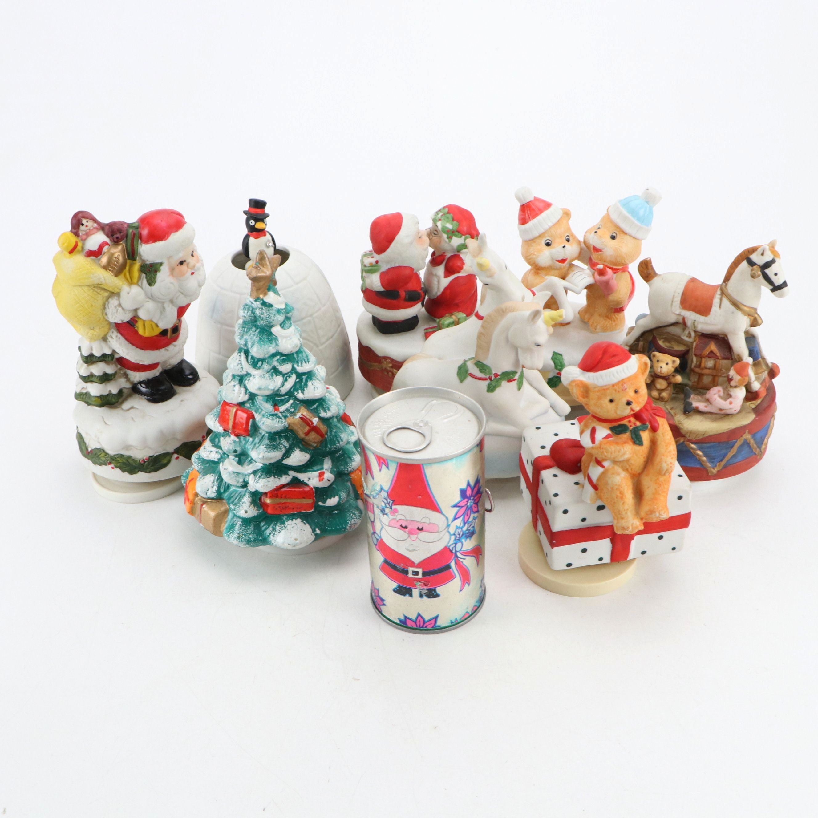 Christmas Music Rotating Bisque Figurines with Other Holiday Décor