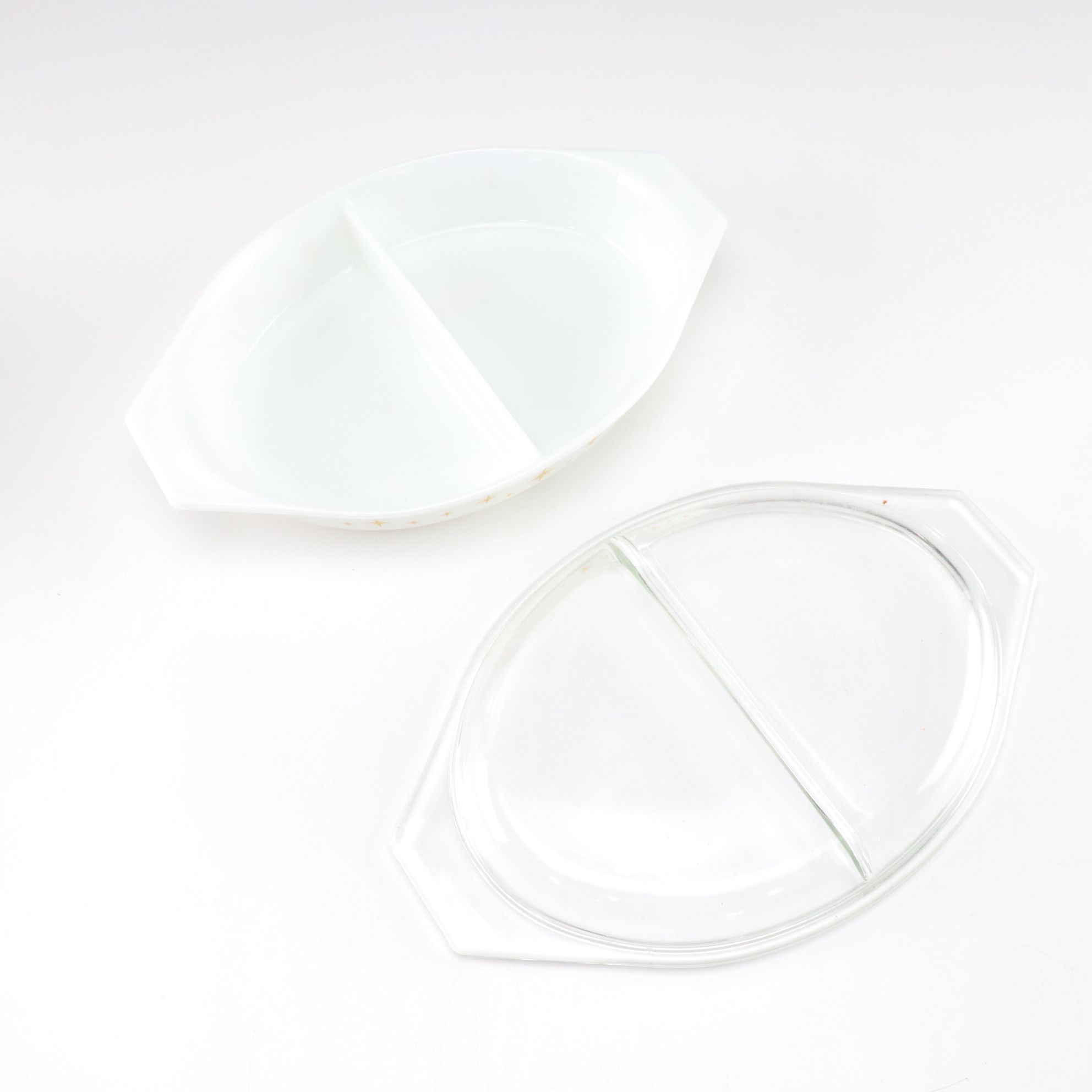 Pyrex "Constellation Atomic Starburst" Divided Serving Bowl with Casseroles