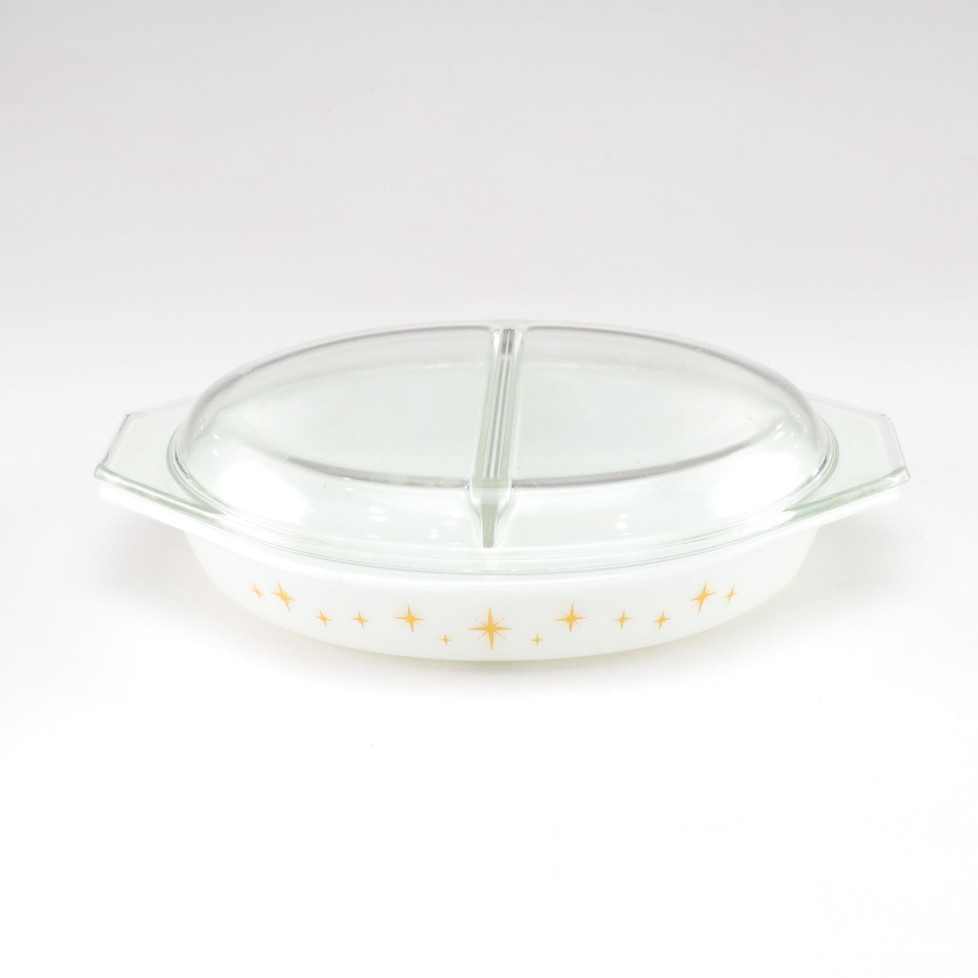 Pyrex "Constellation Atomic Starburst" Divided Serving Bowl with Casseroles