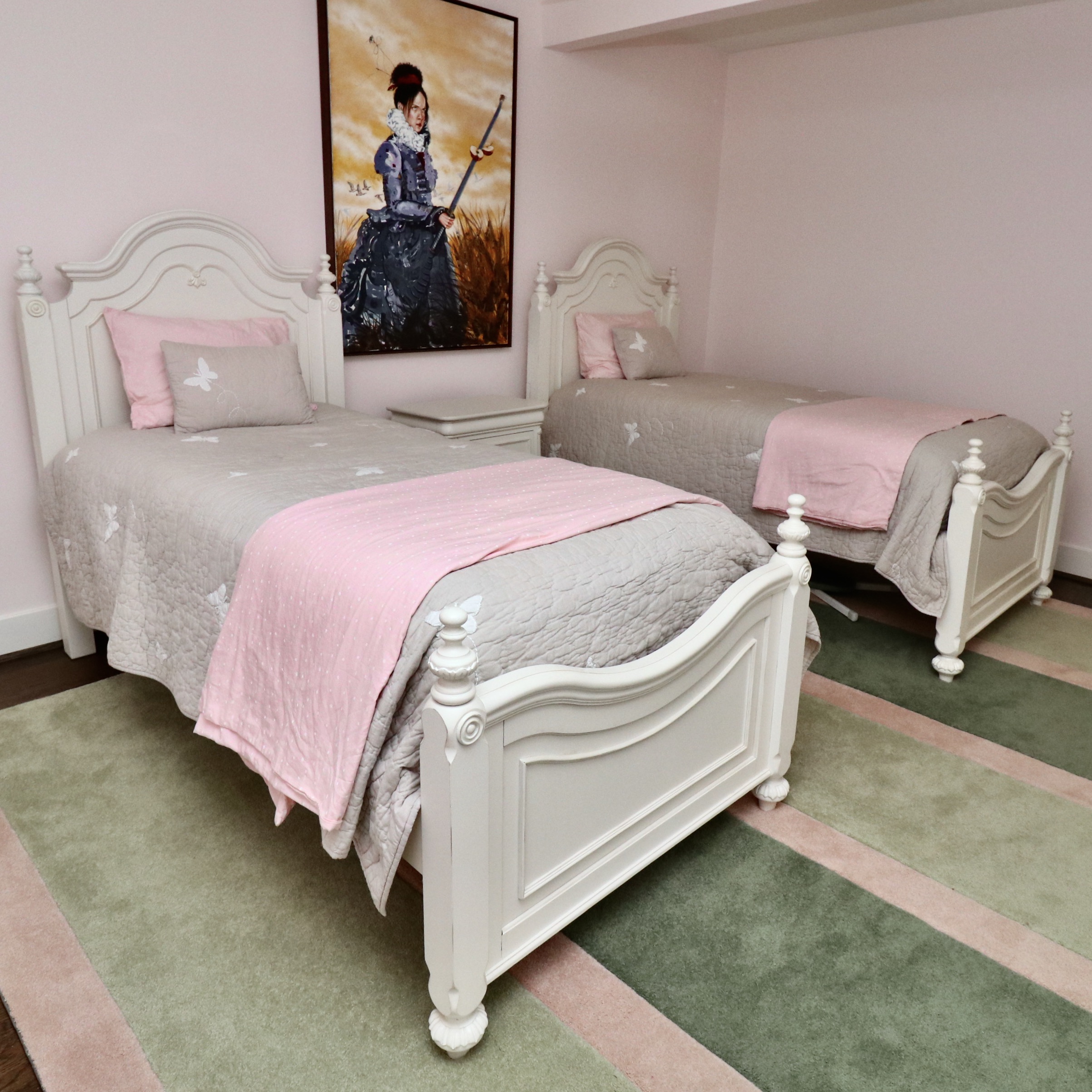 Legacy Classic Kids Twin Bed Pair and Bedside Table with RH Baby & Child Bedding