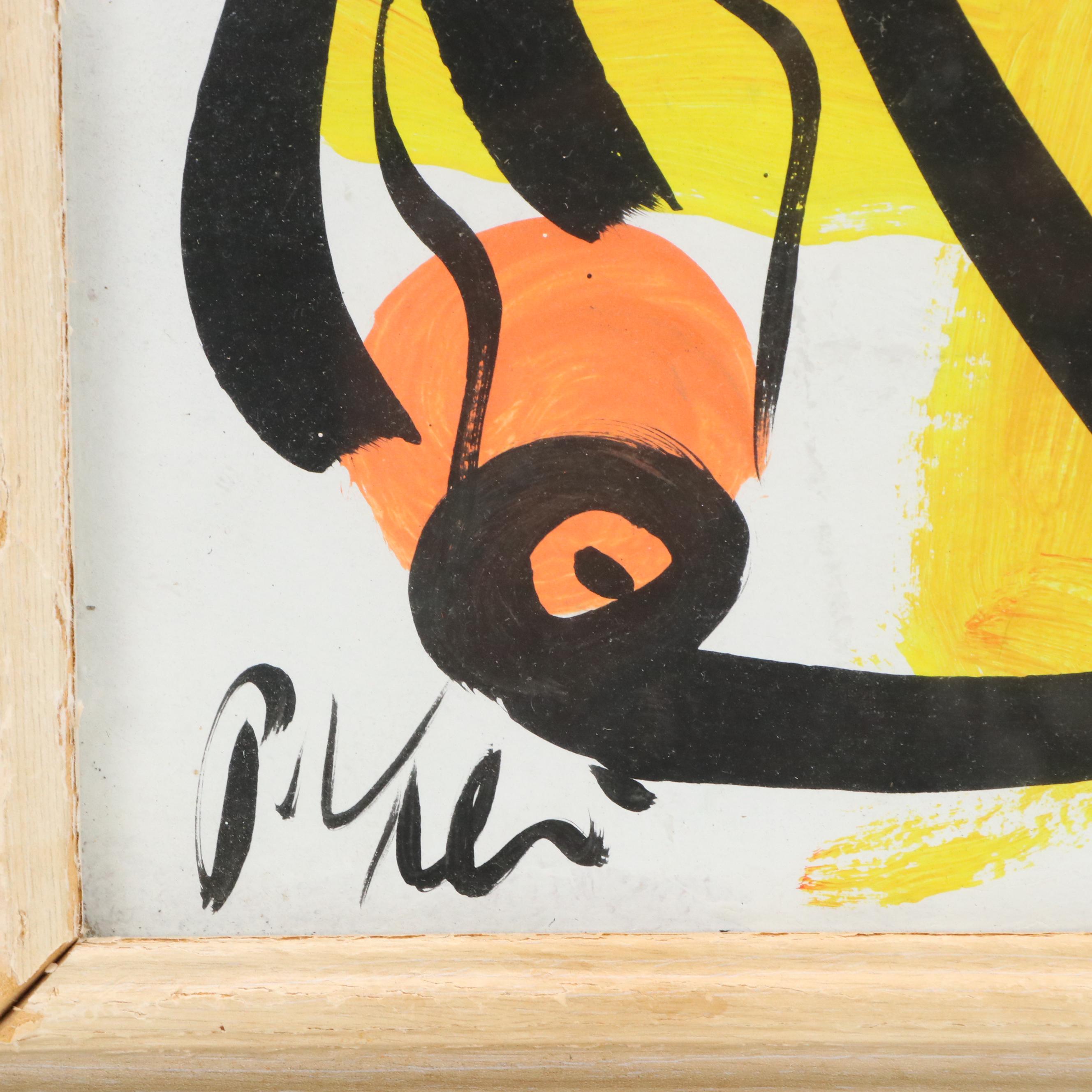 Peter Keil Abstract Portrait Acrylic Painting, Late 20th Century