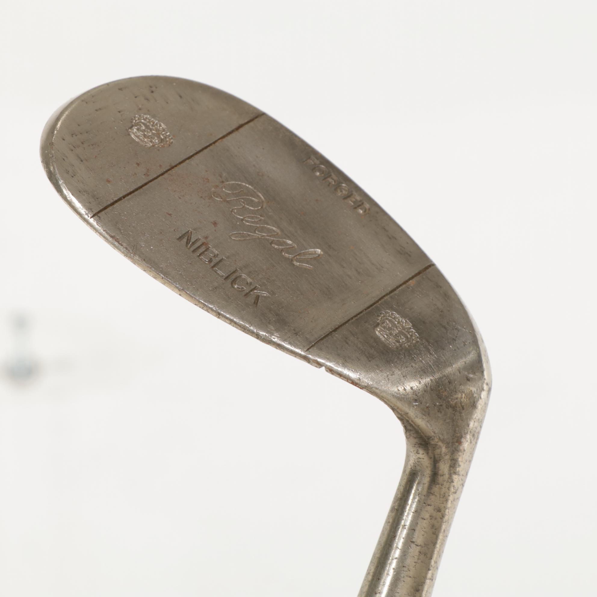 Regal, Windsor and Gold Smith Wood-Shank Golf Clubs in Canvas Bag