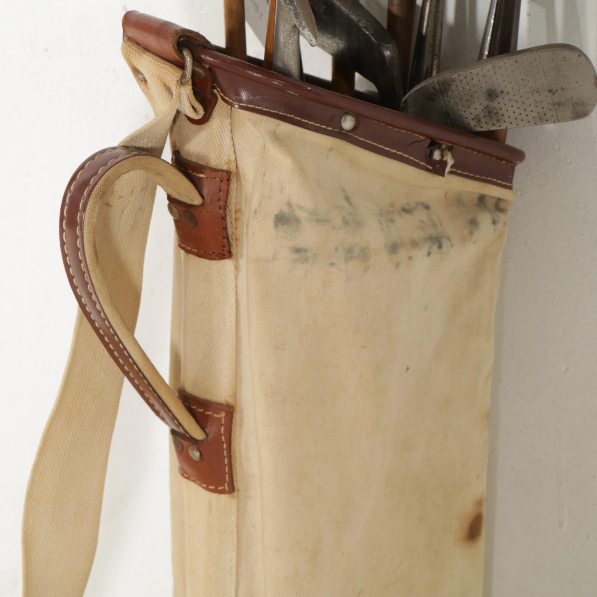 Regal, Windsor and Gold Smith Wood-Shank Golf Clubs in Canvas Bag