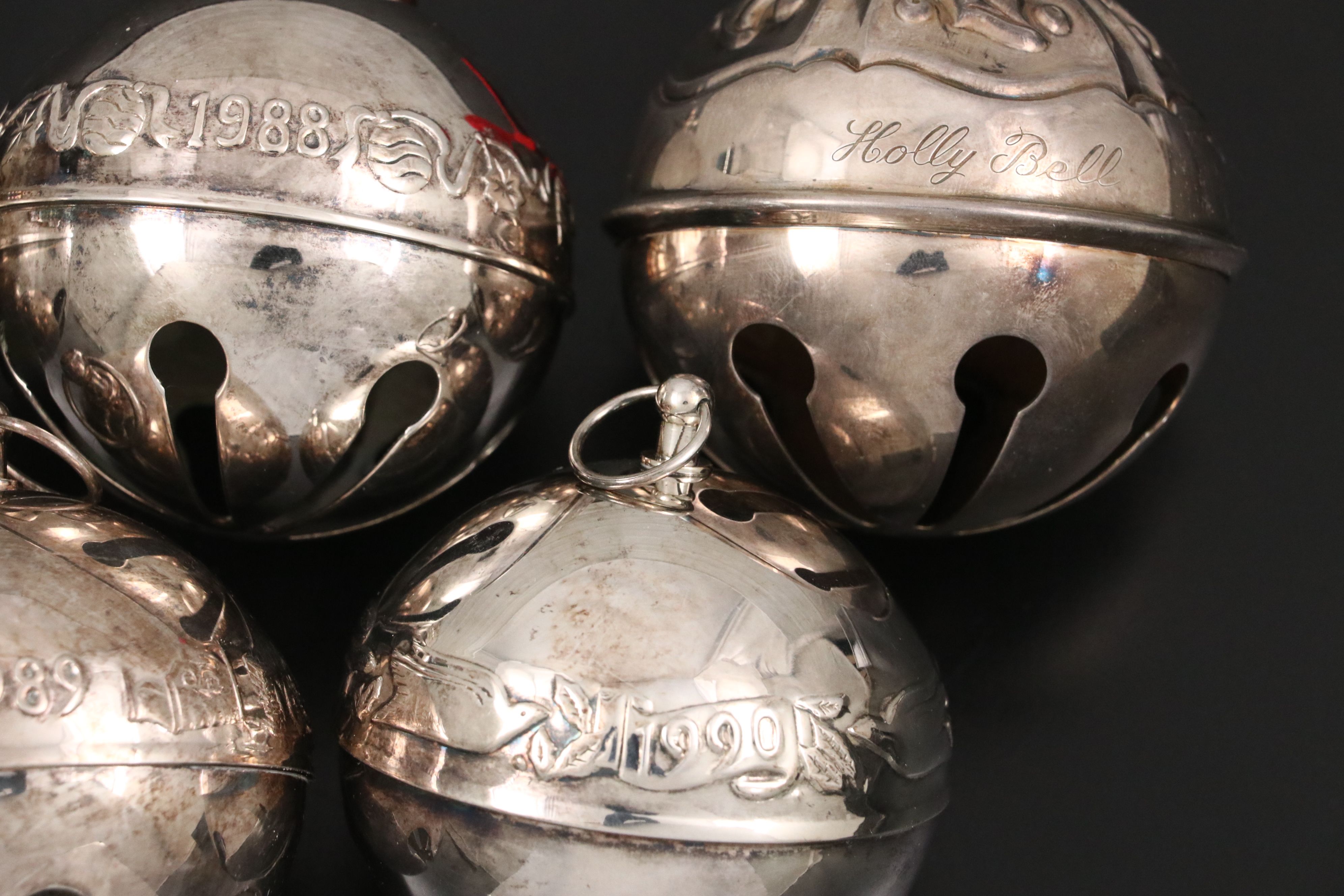 Wallace and More Annual Silver Plate Bells with Repoussé Metal Jewelry Box