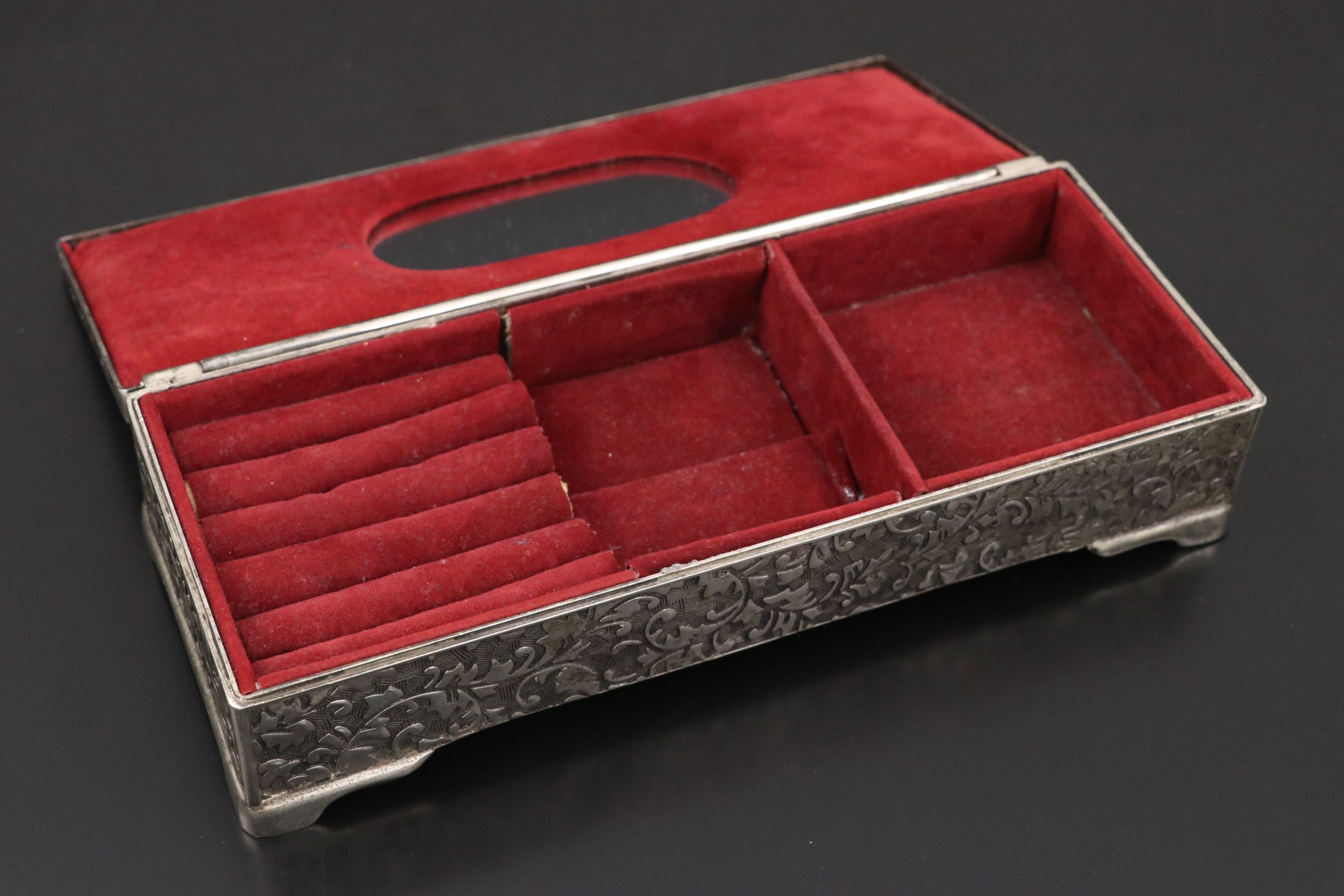 Wallace and More Annual Silver Plate Bells with Repoussé Metal Jewelry Box