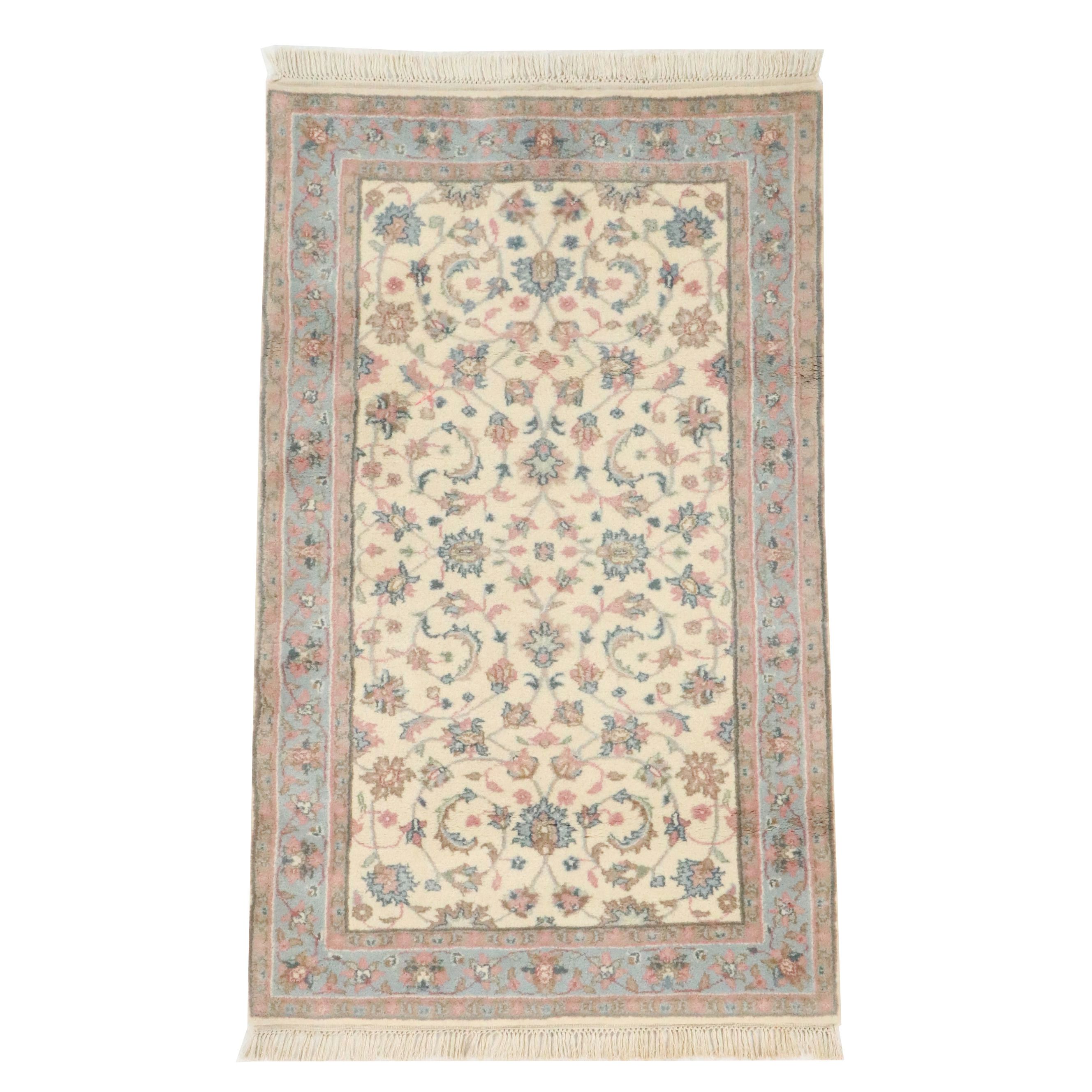3'4 x 5'8 Hand-Knotted Pastel Indo-Persian Kashan Style Area Rug