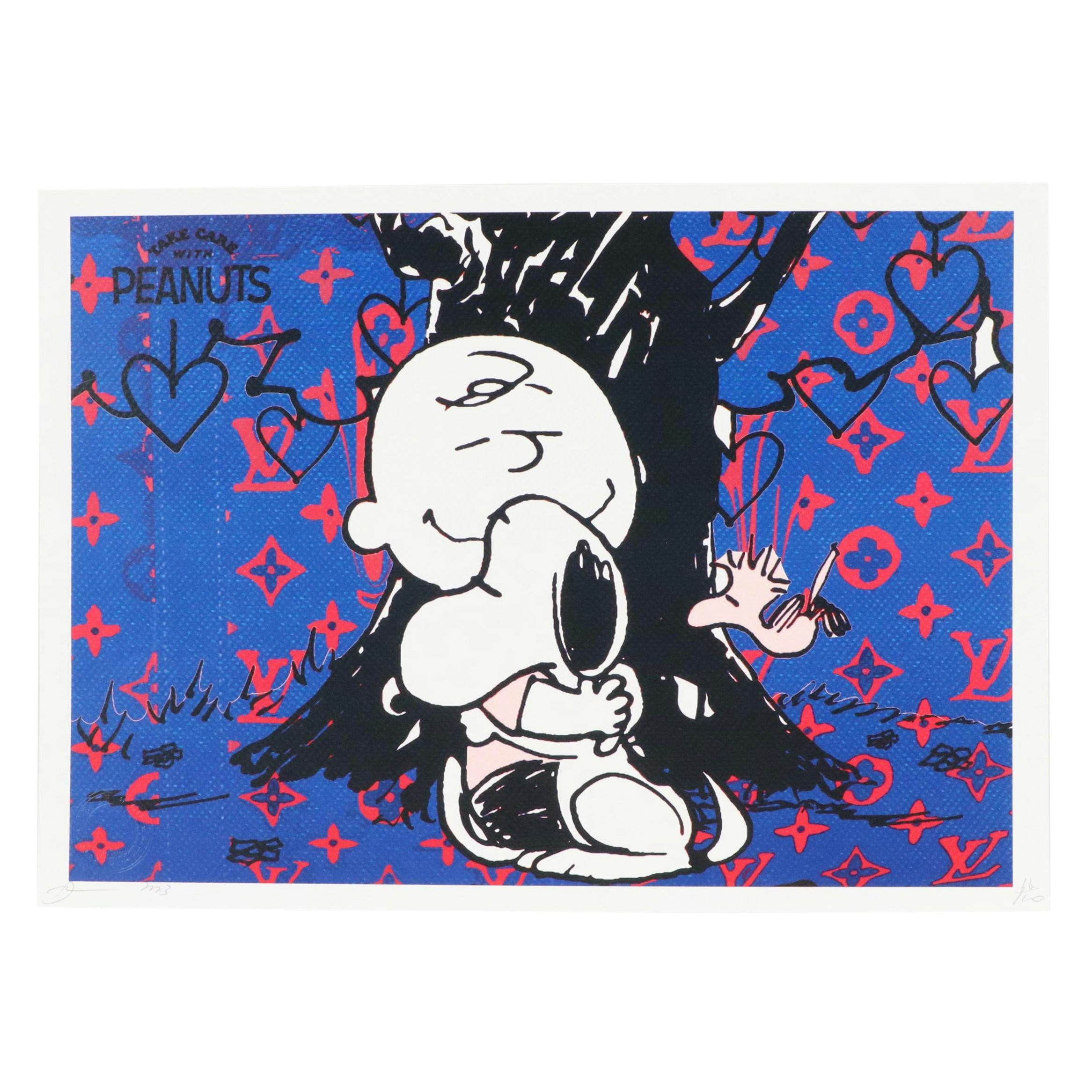 Death NYC Pop Art Graphic Print Homage to Louis Vuitton x "Peanuts," 2023