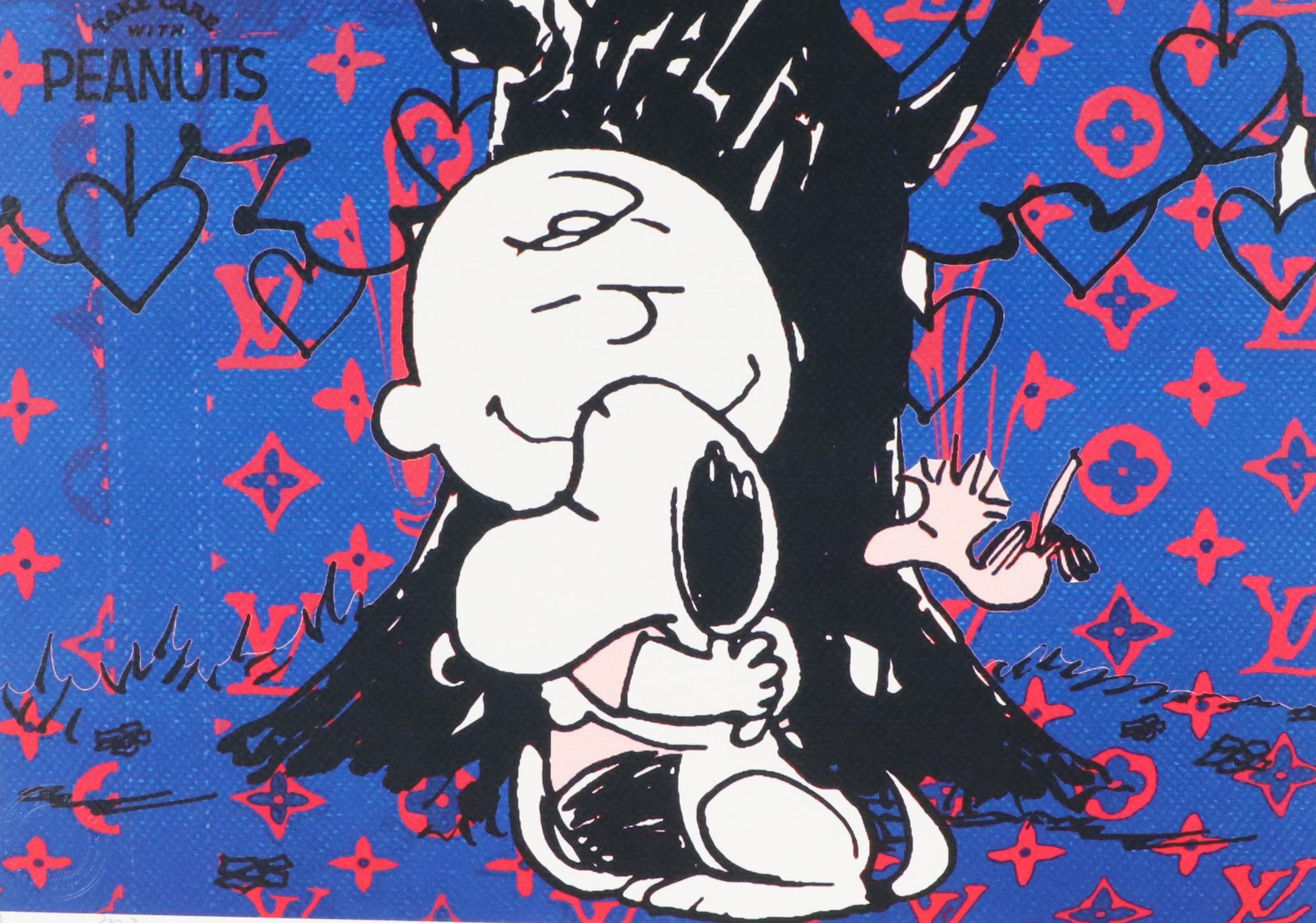 Death NYC Pop Art Graphic Print Homage to Louis Vuitton x "Peanuts," 2023