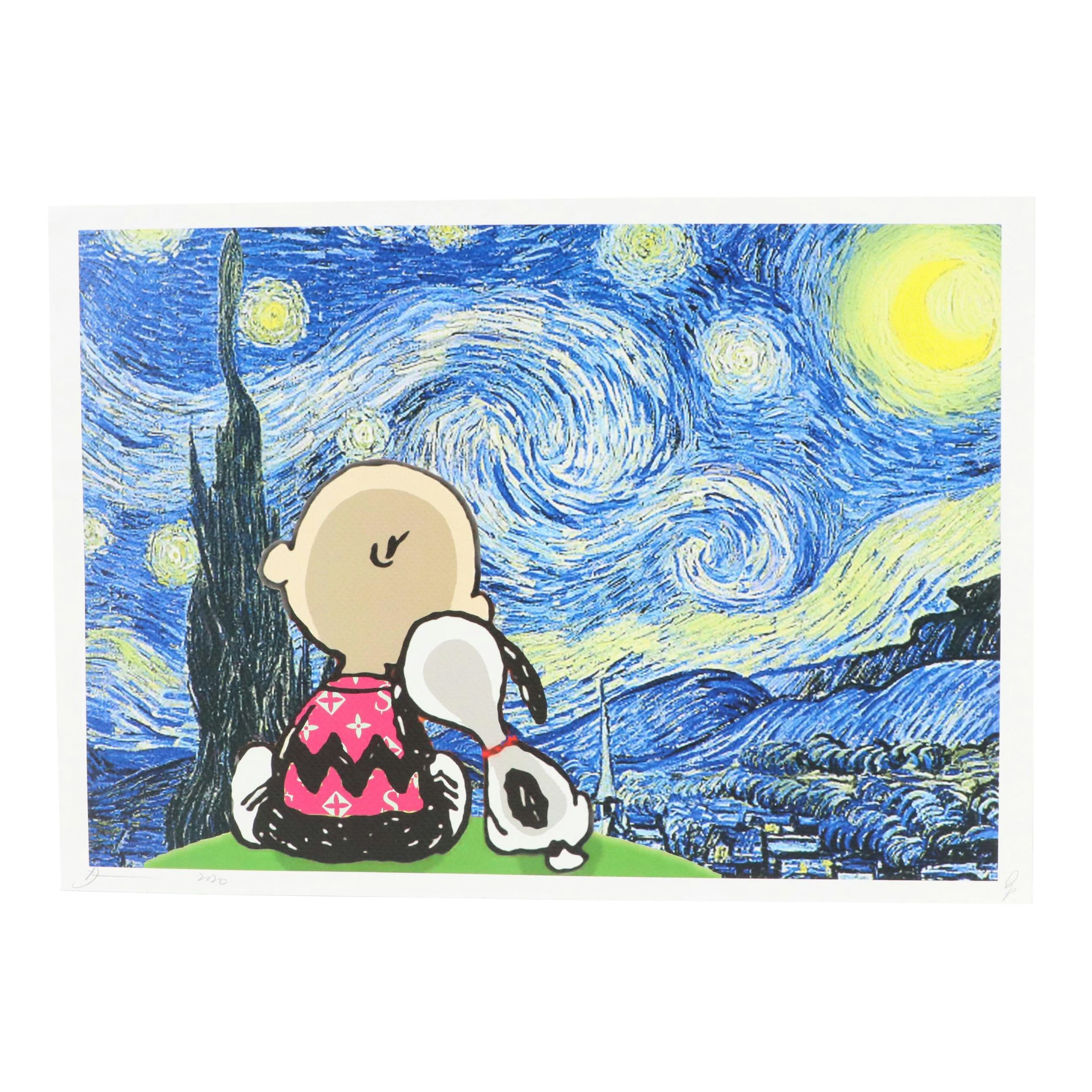 Death NYC Pop Art Graphic Print Homage to Van Gogh x Peanuts, 2020