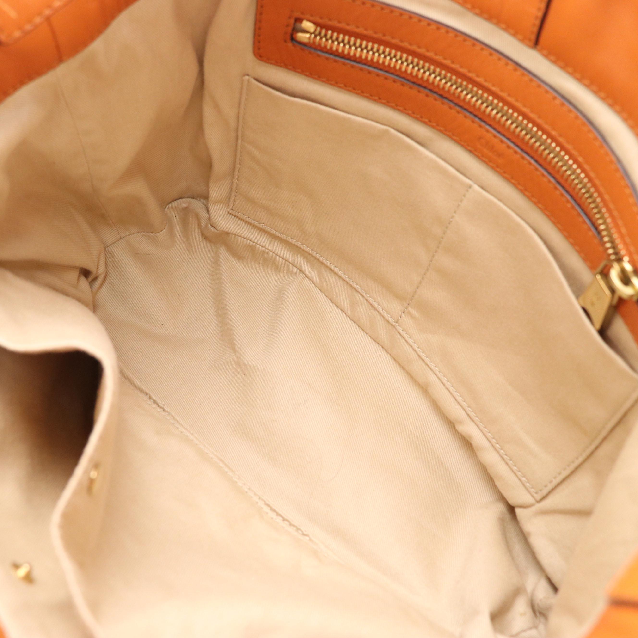 Chloé "Janet" Knotted Strap Shoulder Tote in Desert Orange Calfskin Leather