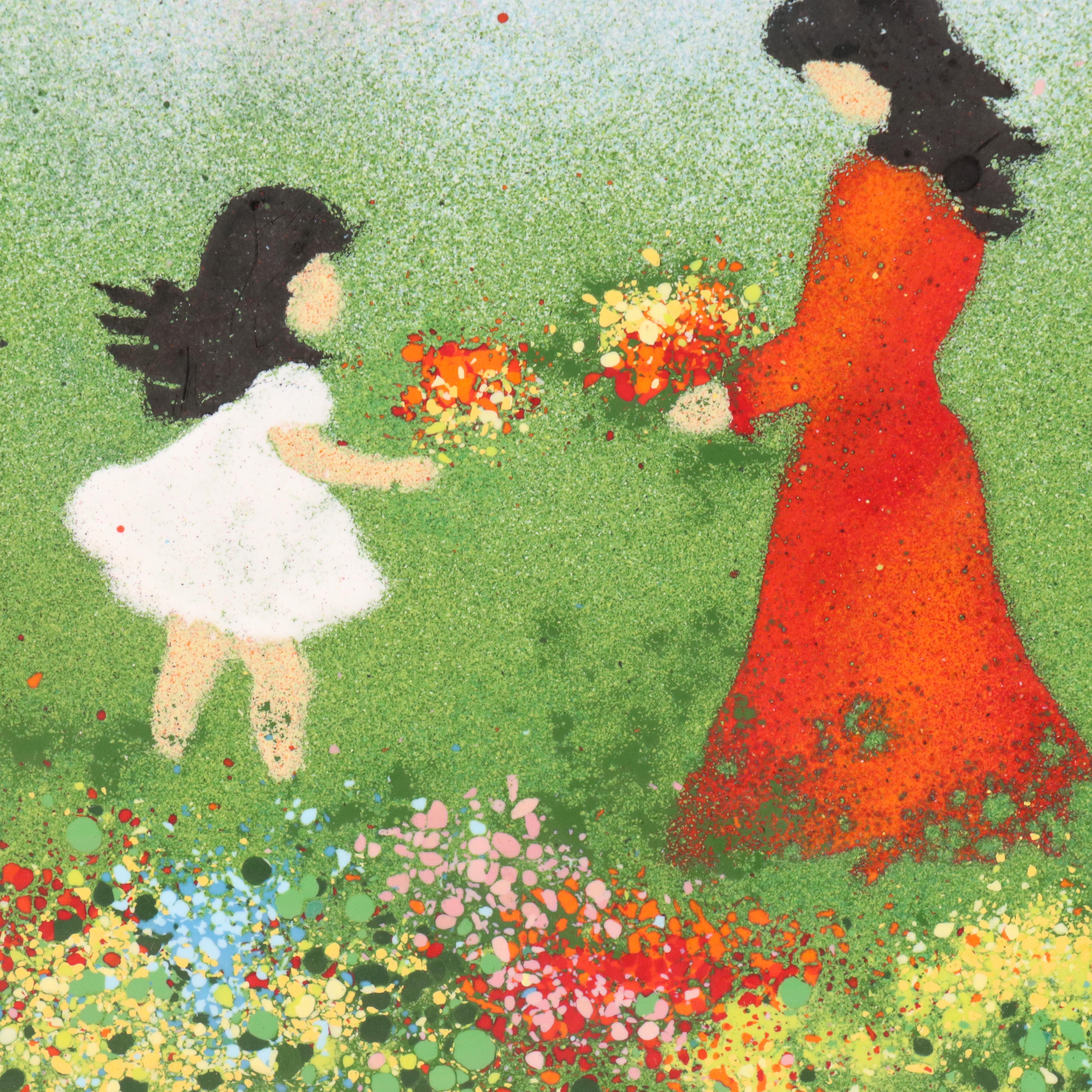 Louis Cardin Impressionist Figurative Enamel Painting on Copper