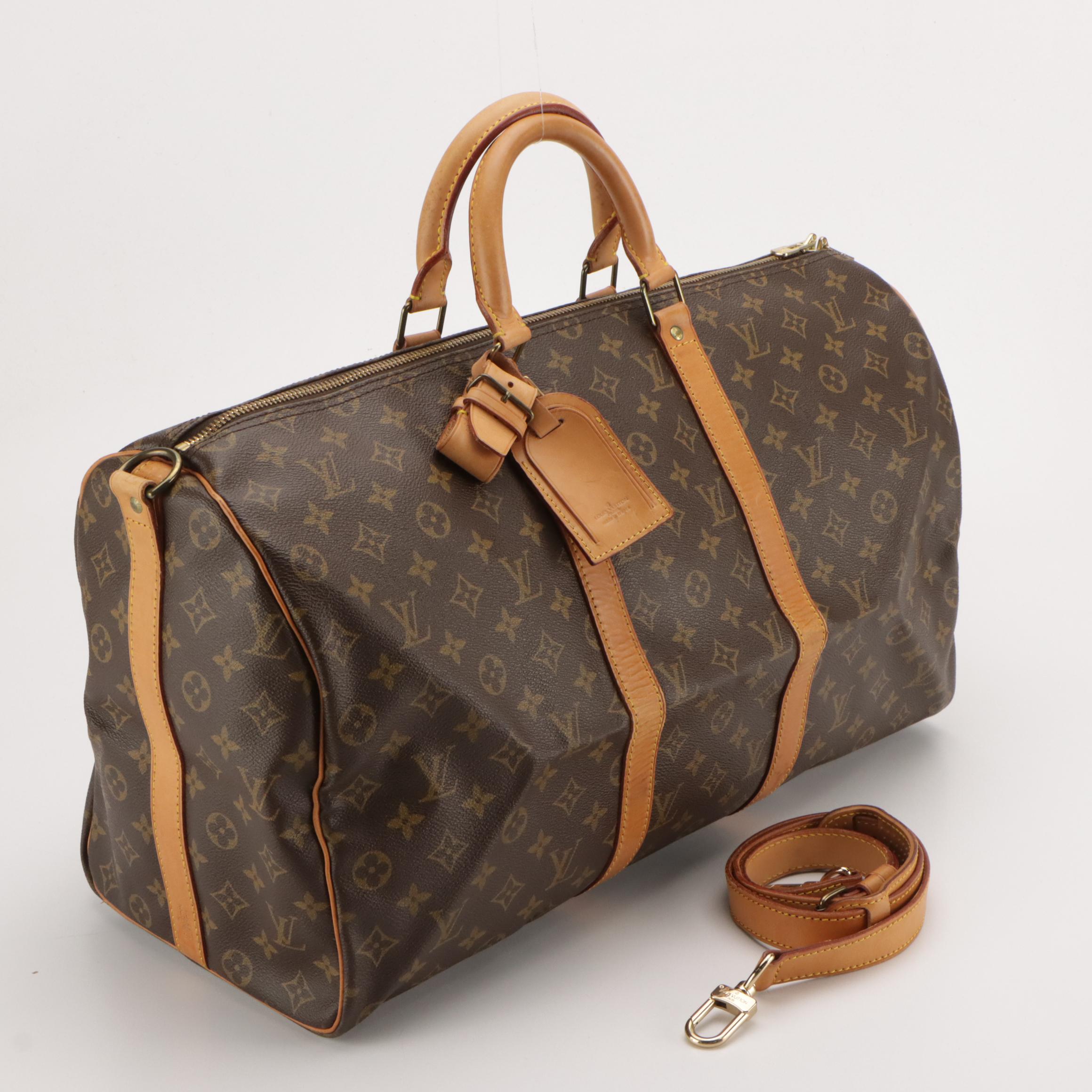 Louis Vuitton Keepall 50 Bandoulière in Monogram Canvas and Vachetta Leather