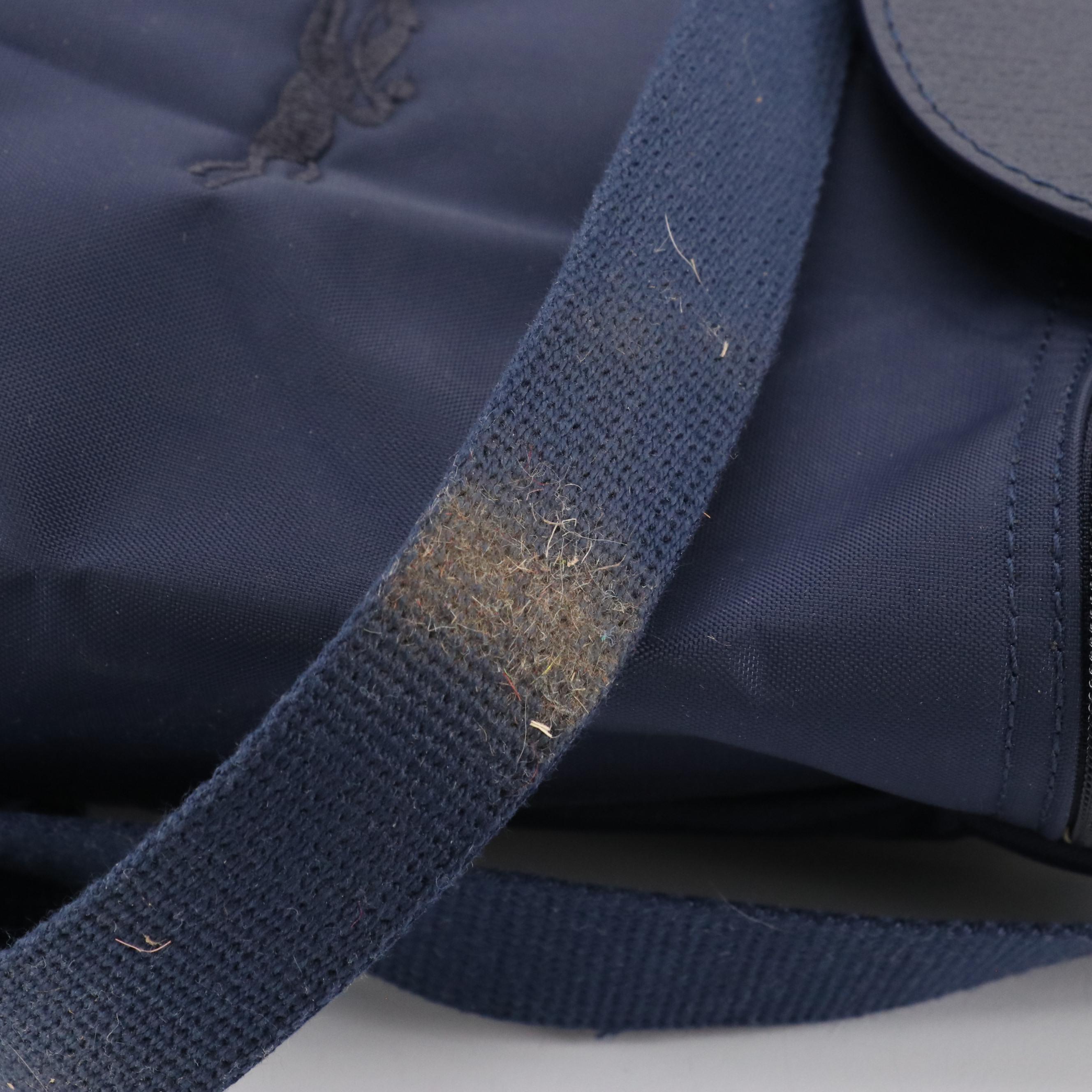 Longchamp Le Pliage Backpack in Navy Blue Nylon Canvas and Leather Trim