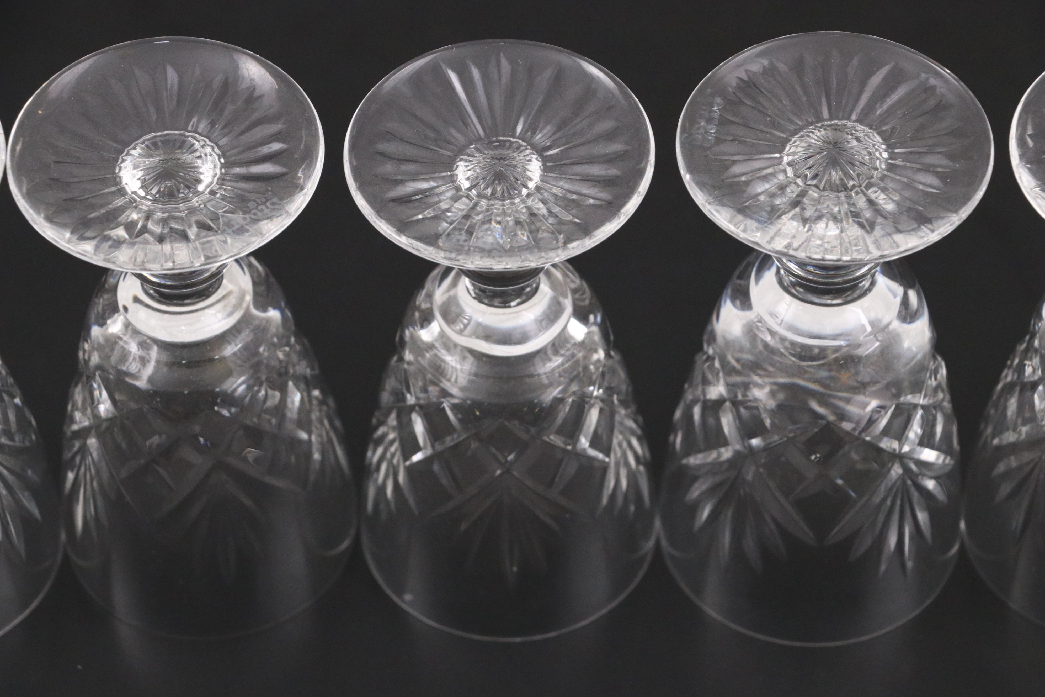 Stuart "Ludlow" Crystal Sherry Glasses and Decanter, Late 20th Century