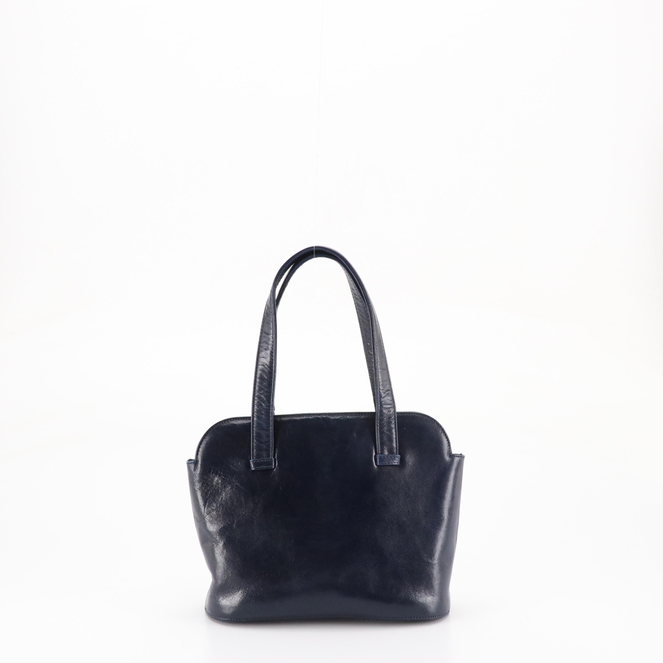 Gianni Versace Vintage Gripoix Maltese Cross Embellished Handbag in Navy Leather