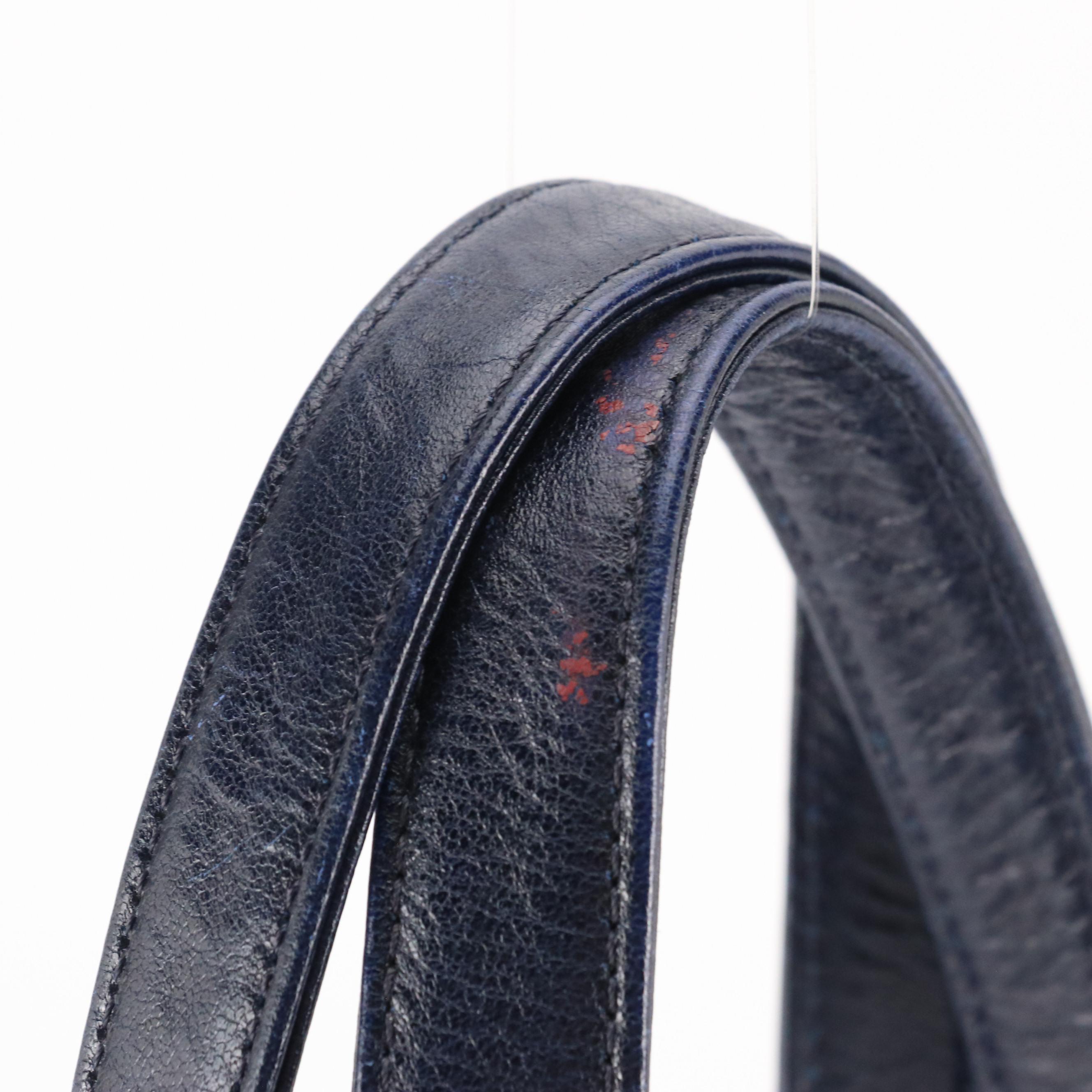 Gianni Versace Vintage Gripoix Maltese Cross Embellished Handbag in Navy Leather