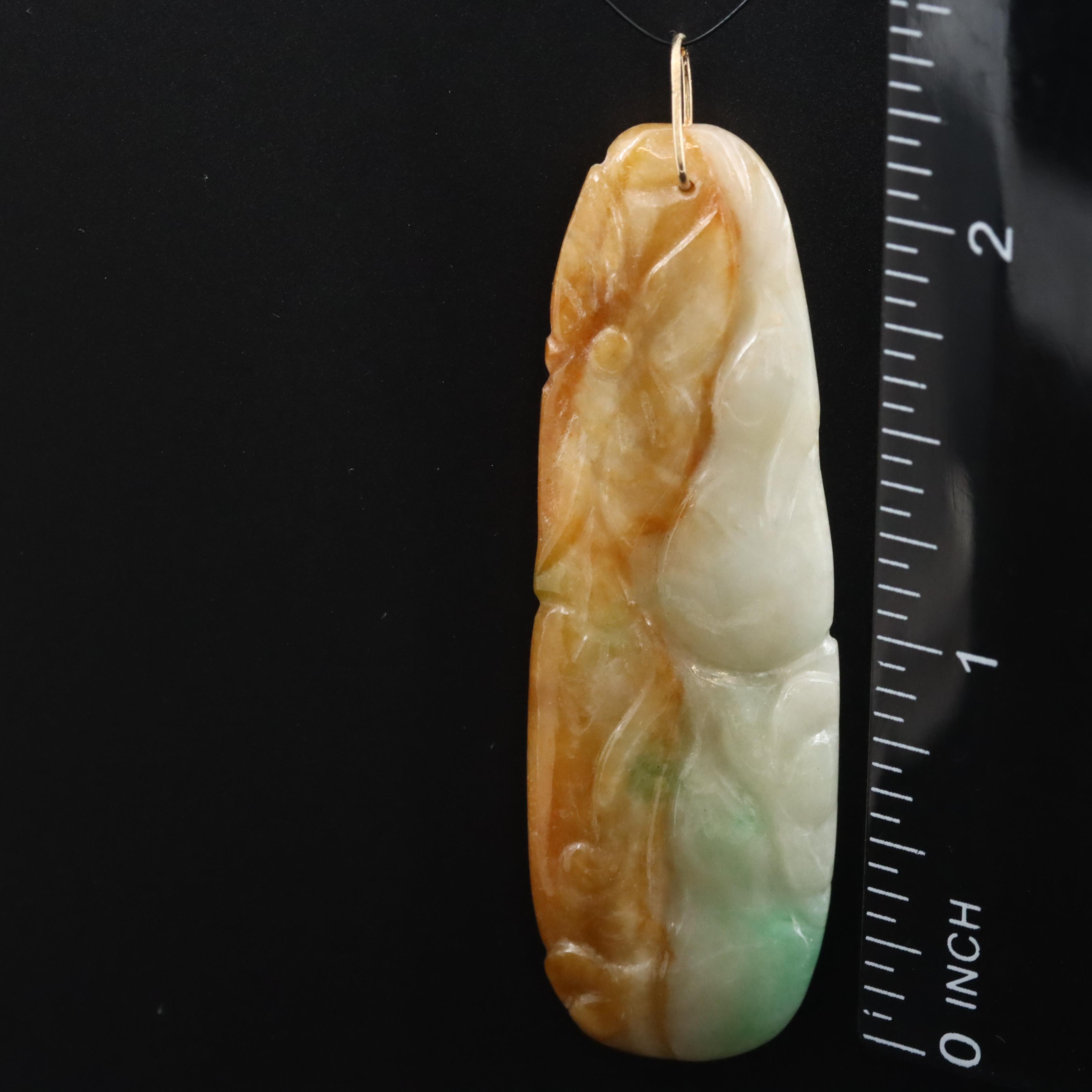 Carved Jadeite Pendant with 18K Bail