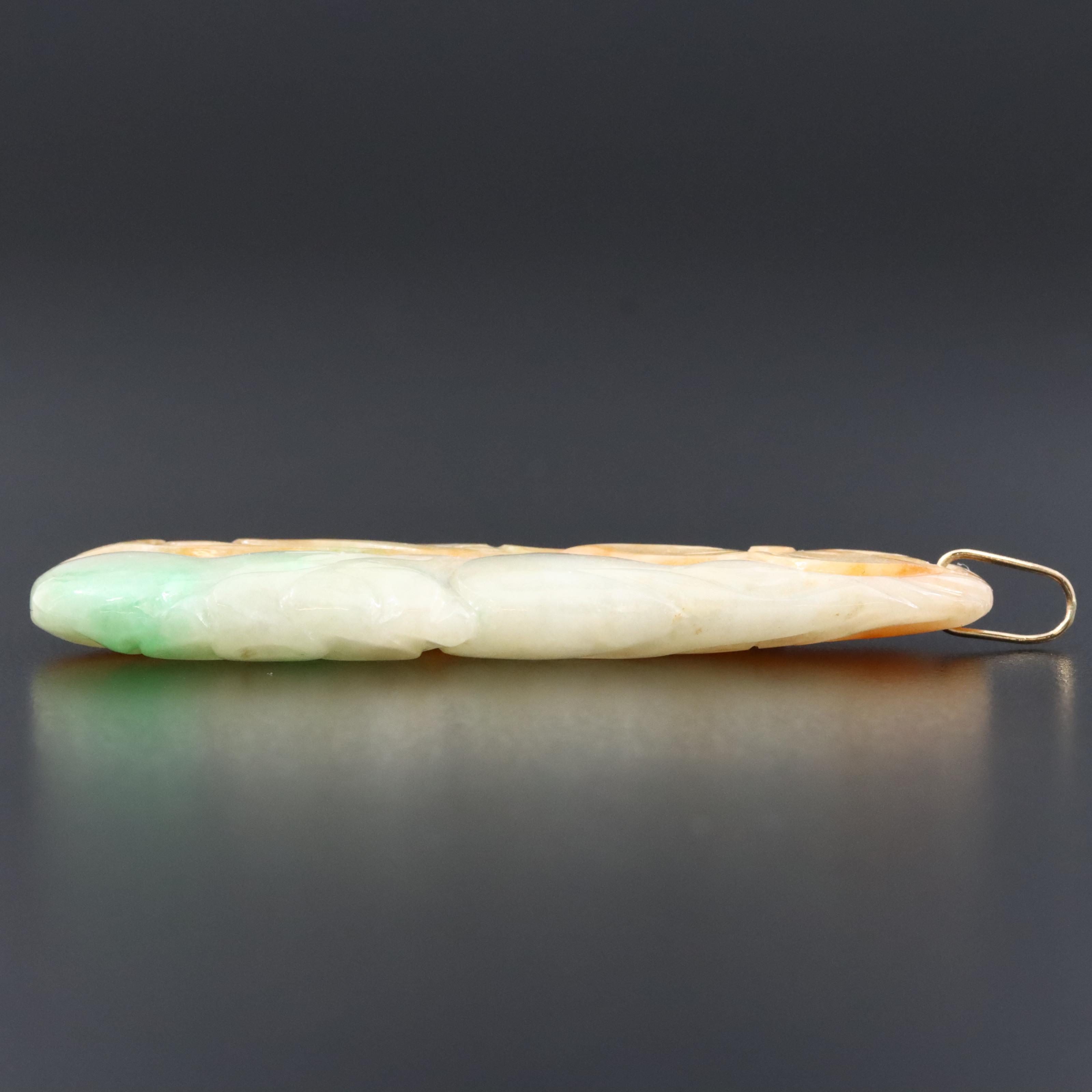 Carved Jadeite Pendant with 18K Bail