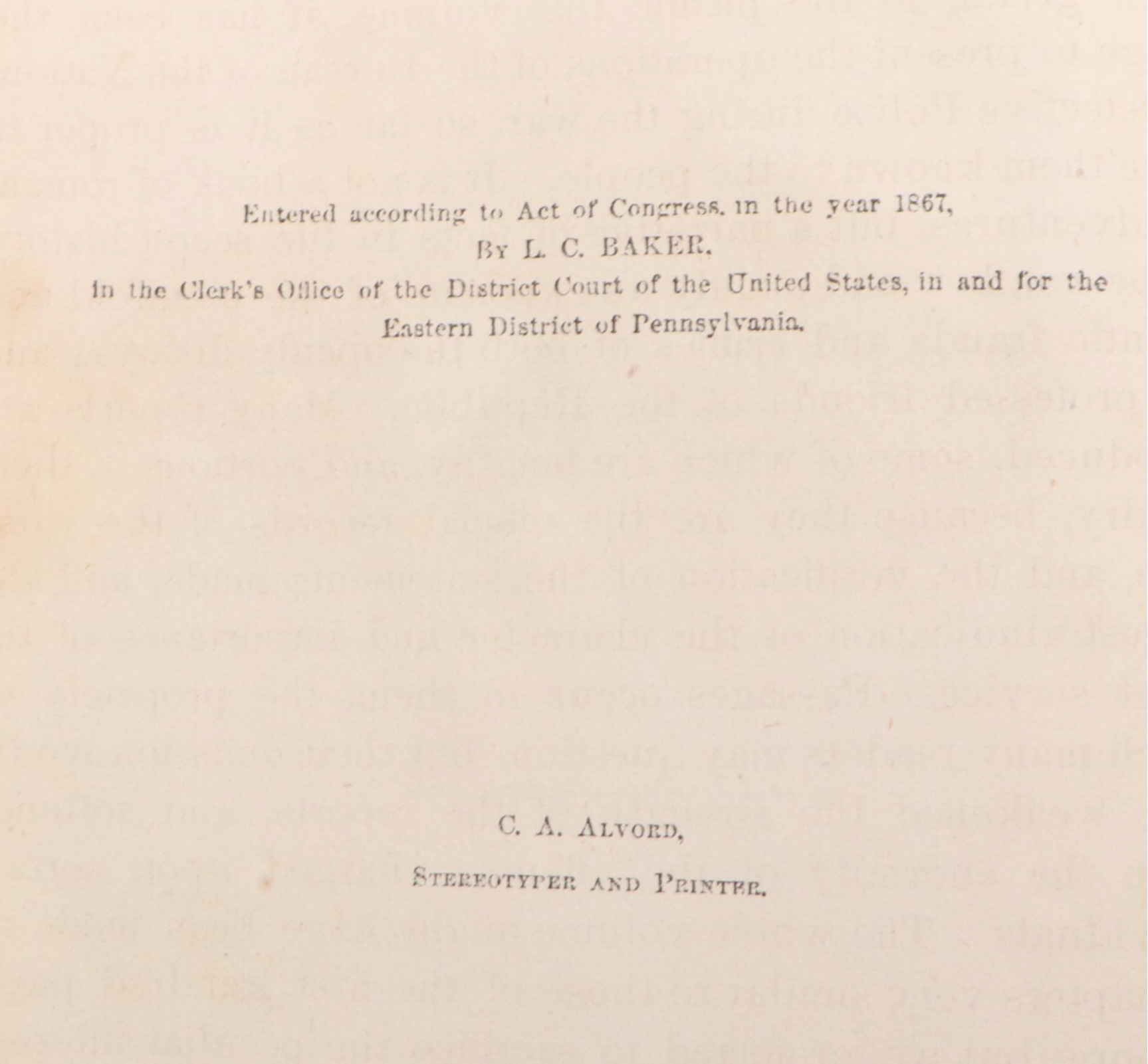 "History of the United States Secret Service" by Lafayette C. Baker, 1867