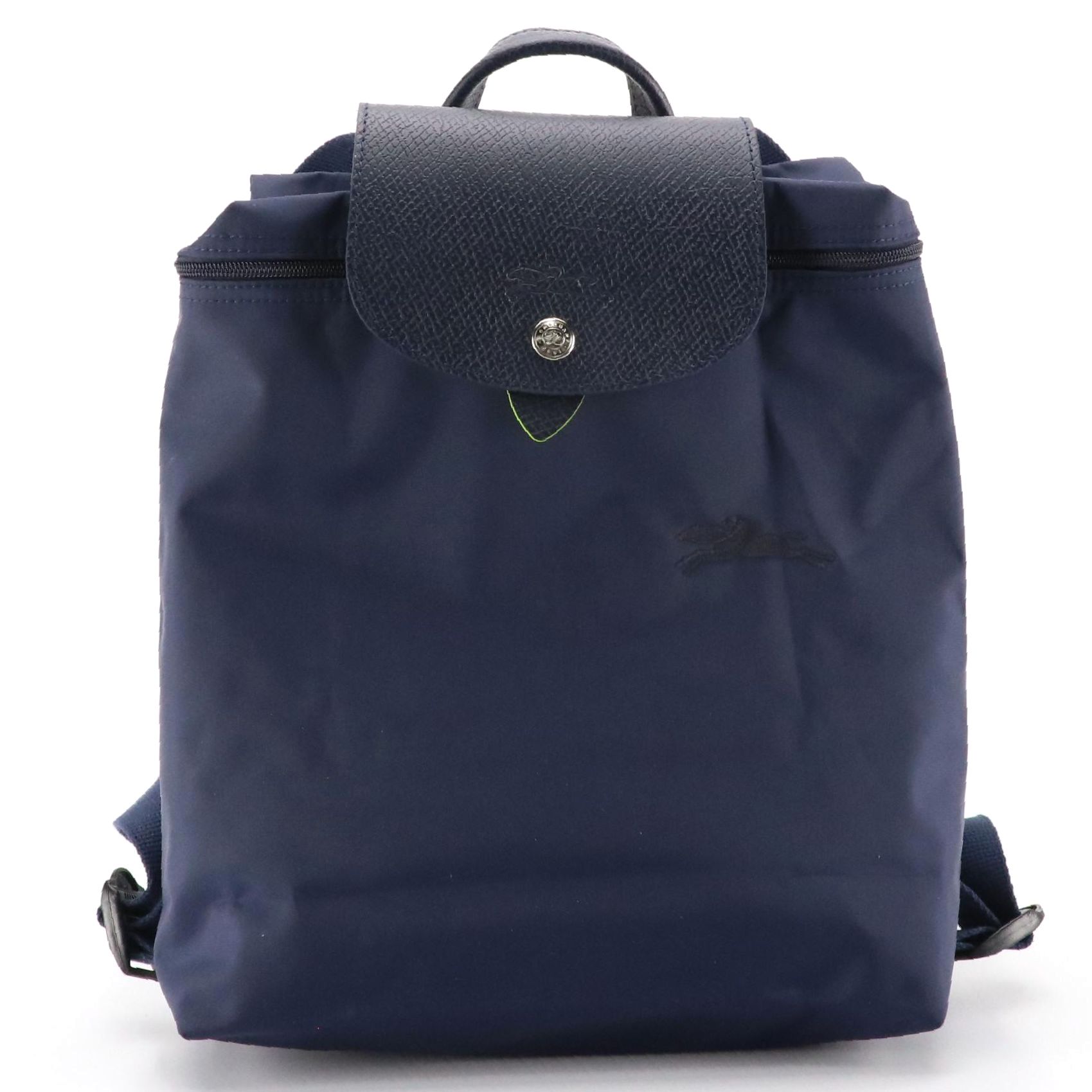 Longchamp Le Pliage Backpack in Navy Blue Nylon Canvas and Leather Trim