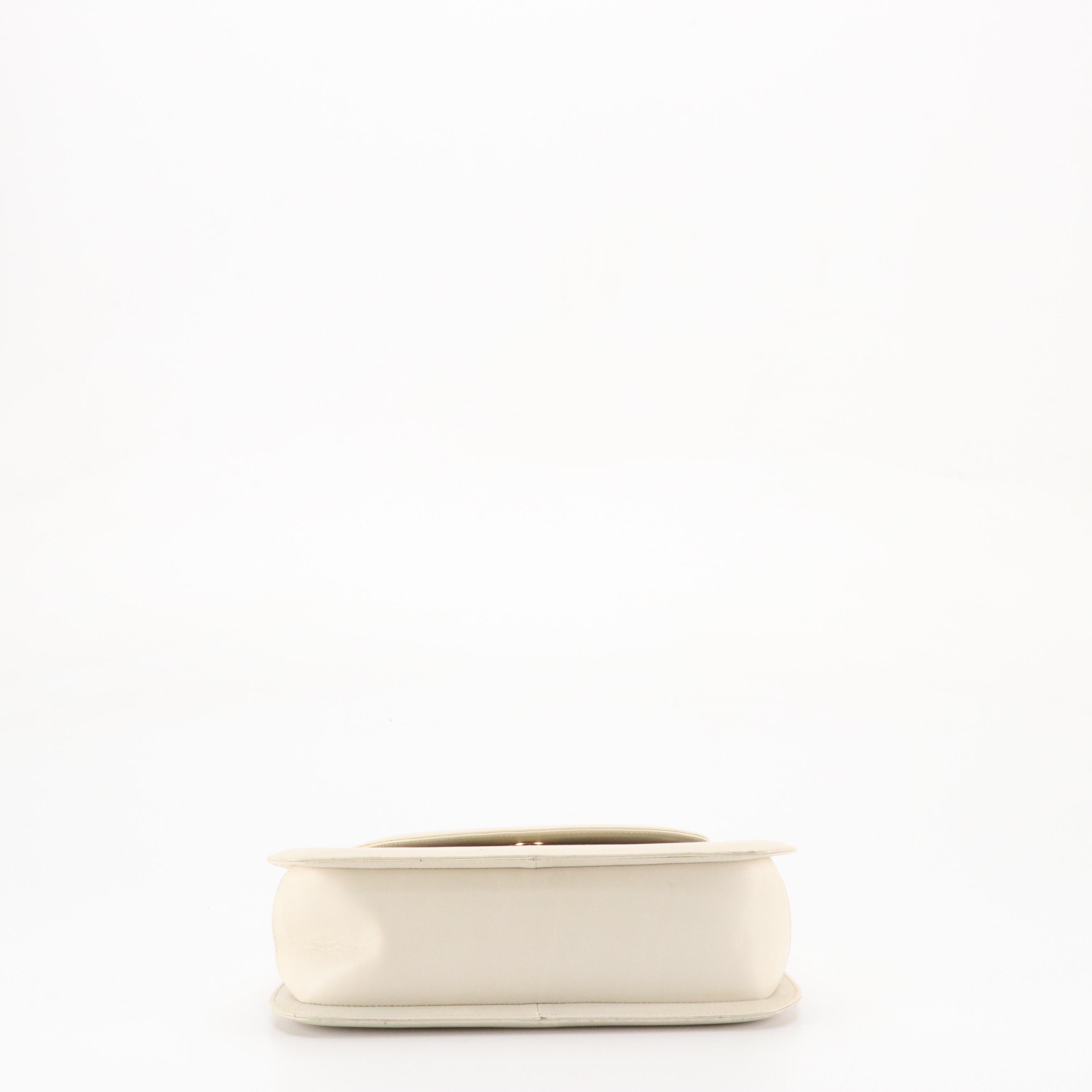 Salvatore Ferragamo Vintage Top Handle Flap Bag in Bone Calfskin Leather