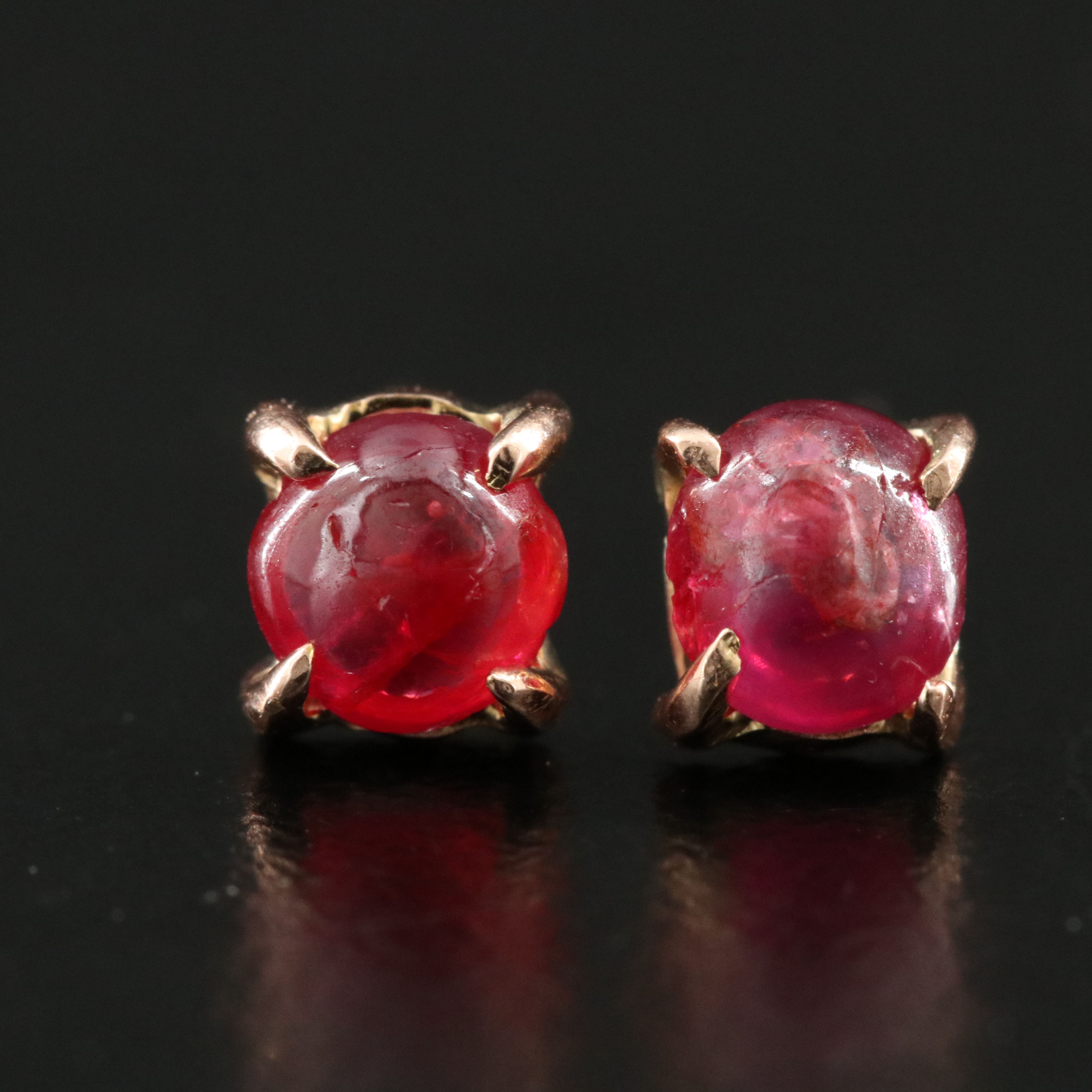 14K Rose Gold Ruby Solitaire Stud Earrings