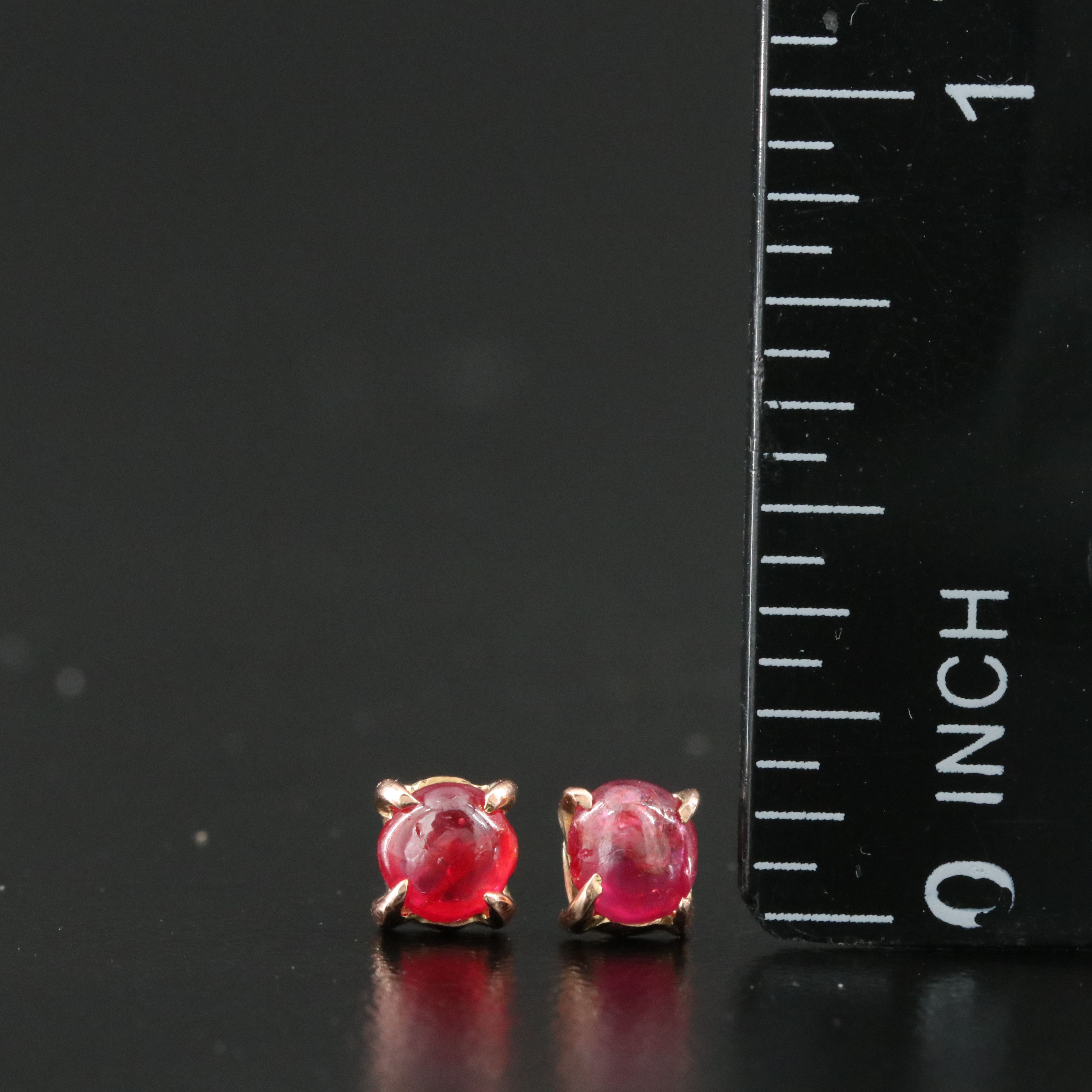 14K Rose Gold Ruby Solitaire Stud Earrings