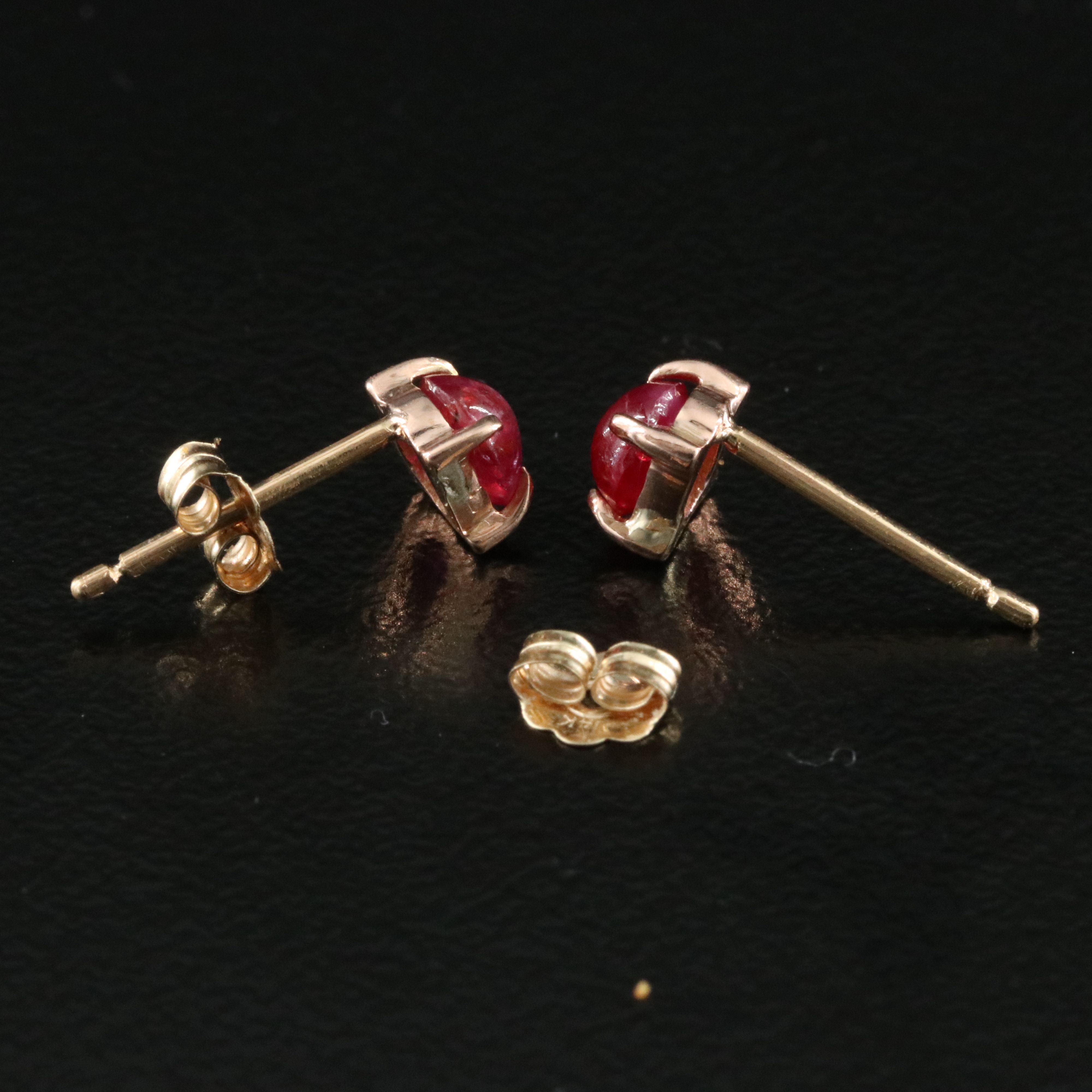 14K Rose Gold Ruby Solitaire Stud Earrings